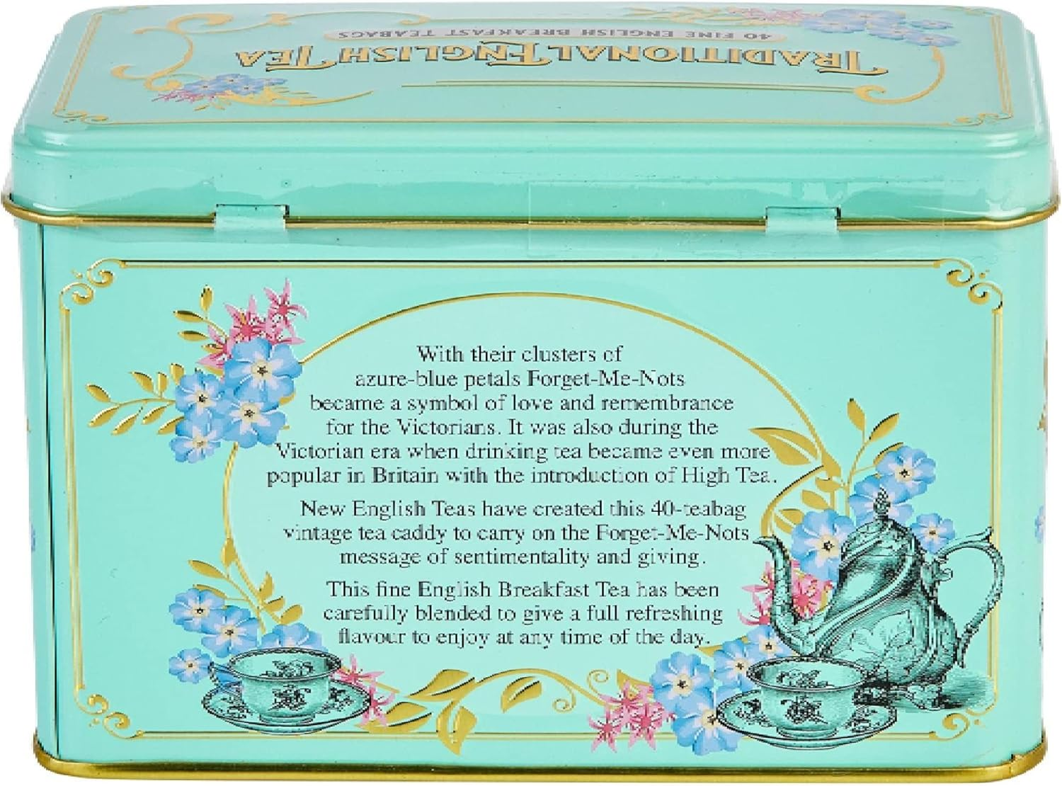 New English Teas Vintage Victorian Tea Tin with 40 English Breakfast Teabags