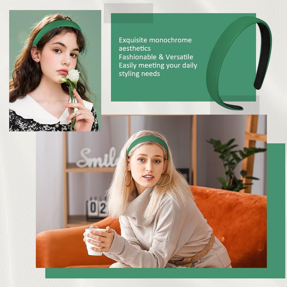 LOPHE Headband Green, PU Leather Headband Vintage Wide Hair Bands, Vintage Wide Headband for Girls Women, Birthday, Party, Christmas Headband Decoration - Retro Orange image number 2