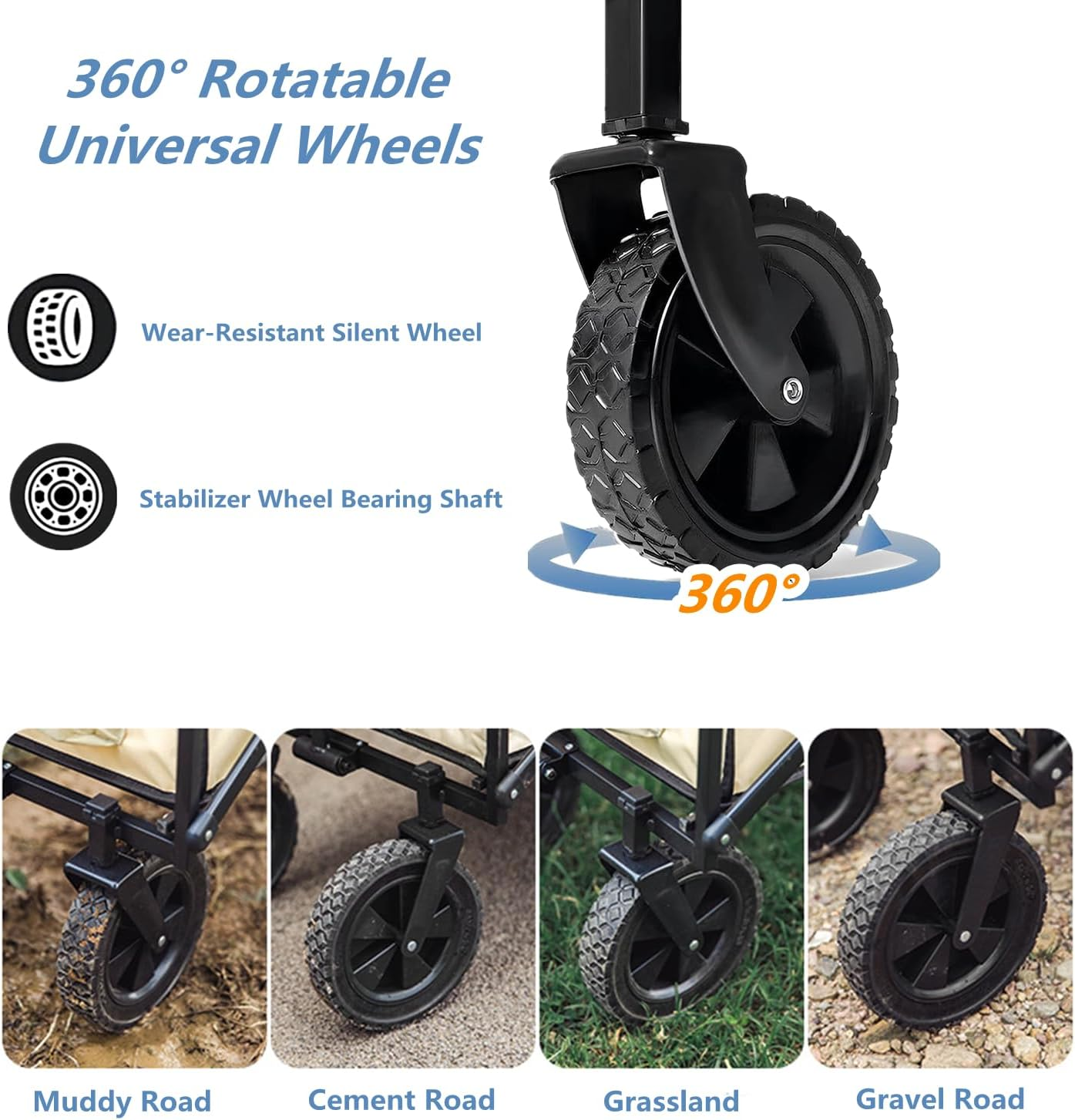 Foldable Camping Wagon Cart,Hx Dream Folding Wagon Cart,Picnic Trailer with Push Handle,Suitable for Camping, Dining, Garden and Outdoor Sports image number 6