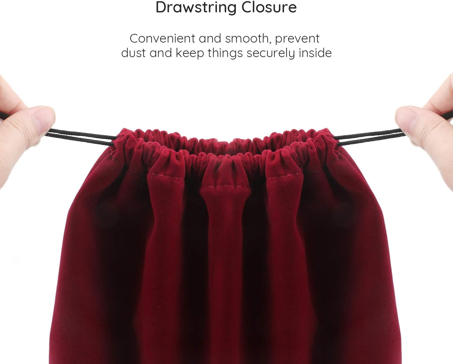 3Pcs Hair Dryer Storage Bag, Segbeauty Blow Dryer Bag, 11.8X15.7 Inches Satin Lined Organizer with Drawstring Wine Red Velvet Pouch Bag for Diffuser Straighteners Brush Clothes Gift Present image number 3