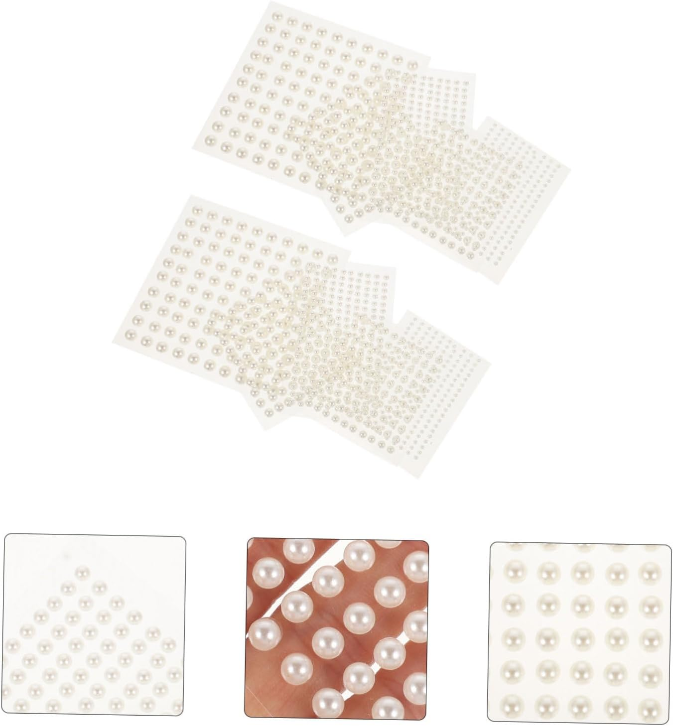 Baluue Adhesive Pearl Stickers 10Pcs 3Mm-8Mm Face Decorative Gems Nail Art Accessories for Women Hair and Makeup Craft