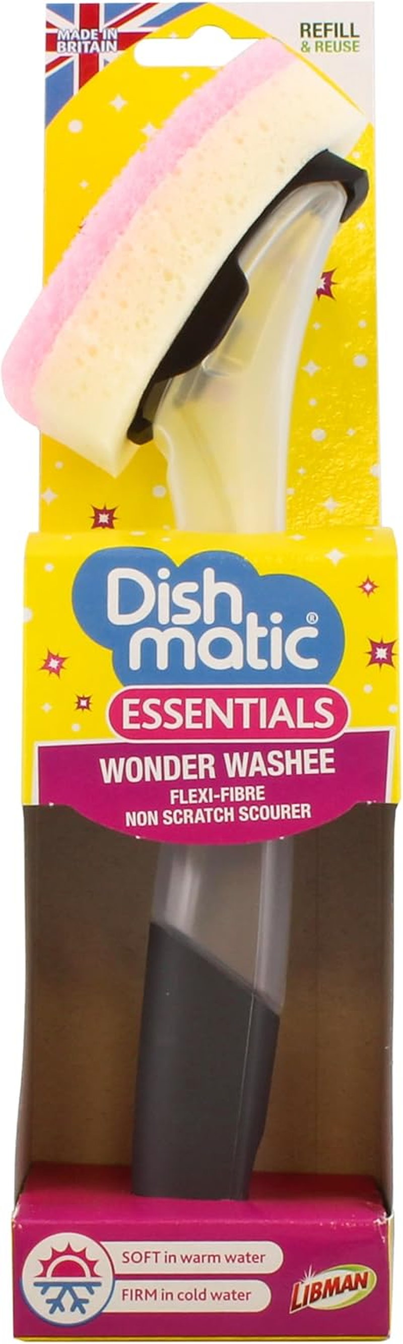Dishmatic Wonder Washee Fillable Dish Wand &ndash; No.1 in Australia &ndash; Flexi-Fibre XL Head, Refillable, Non-Scratch, Dispenses Liquid, Firm in Cold, Soft in Warm, Ideal for Dishes & Pans image number 2