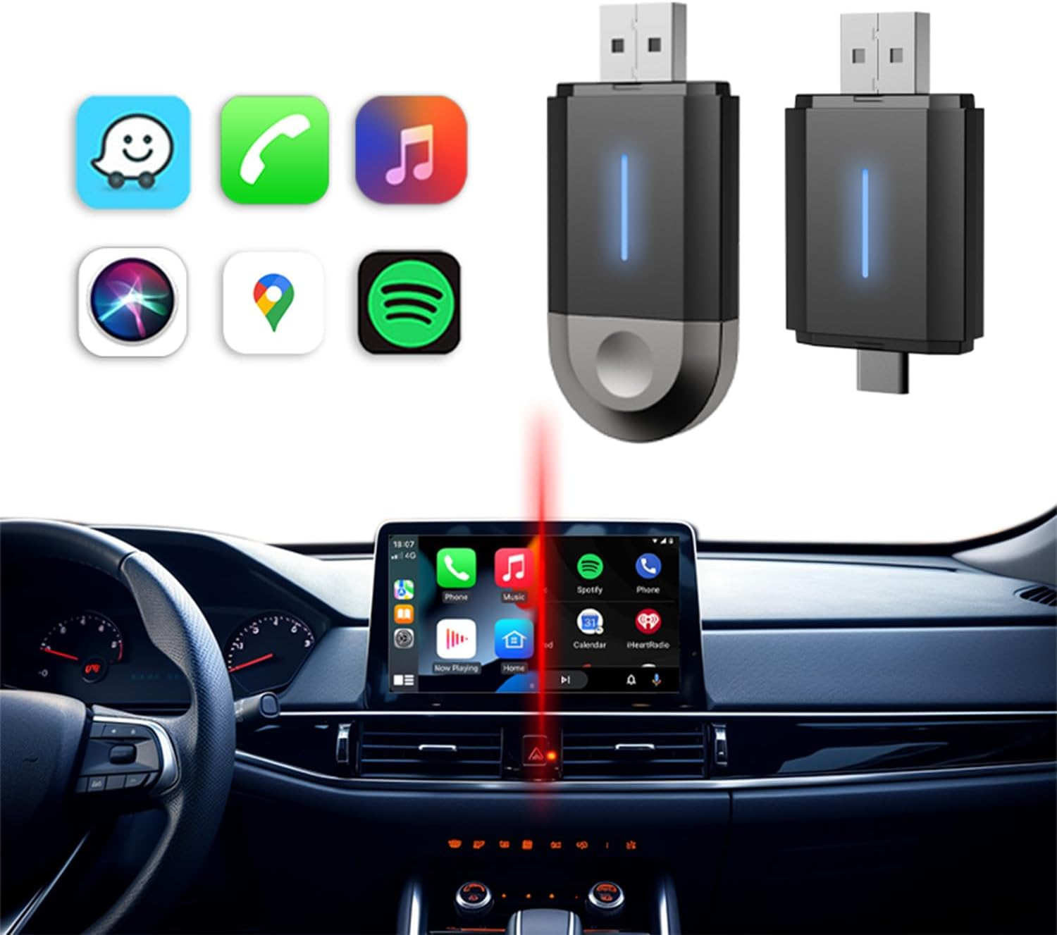 WEKUBA Wireless Carplay Adapter & Android Auto Adapter - 2-In-1 Plug, Compatible with Ios 10+ and 2016+ Cars, Mini Wireless Car Play for Iphone, 5Ghz Wifi image number 4