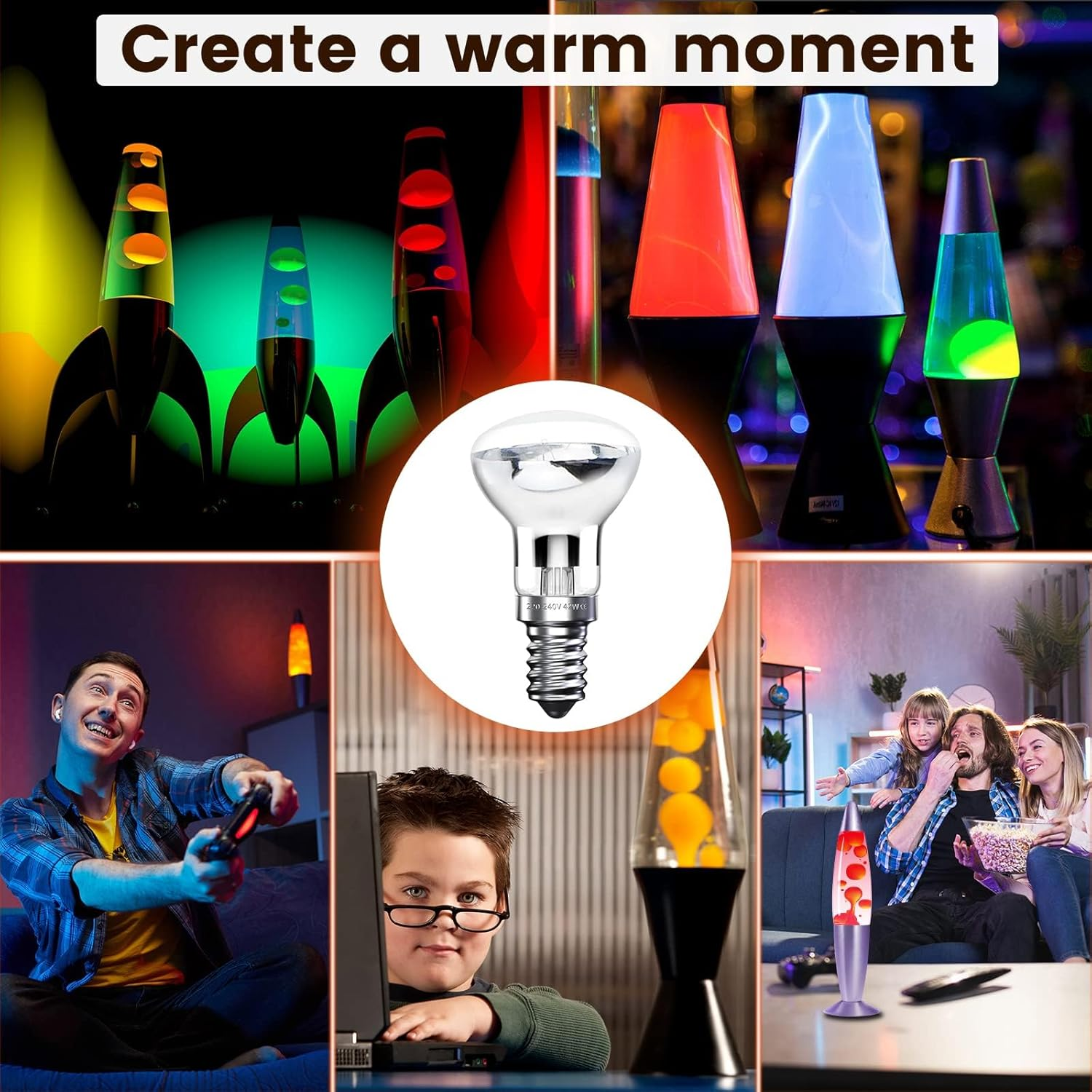 Brightark R39 E14 40W Lava Lamp Bulbs, Small Edison Screw SES Reflector Spot Lava Lamp Bulbs, Warm White 2800K Energy Saving R39 Spotlight Halogen Bulbs Dimmable (2 Pcs) image number 5