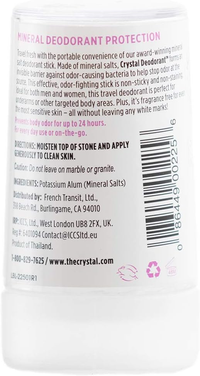 Crystal Body Deodorant Travel Stick, Unscented 1.5 Oz (Pack of 4)