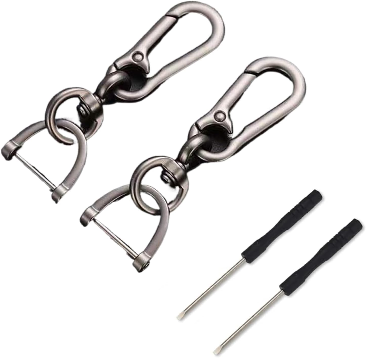 Metal Keychain Car Fob Key Chain Holder Clip 2 Pcs with Detachable Valet Key Ring & Anti-Lost D-Ring for Men and Women - Bright Black image number 4