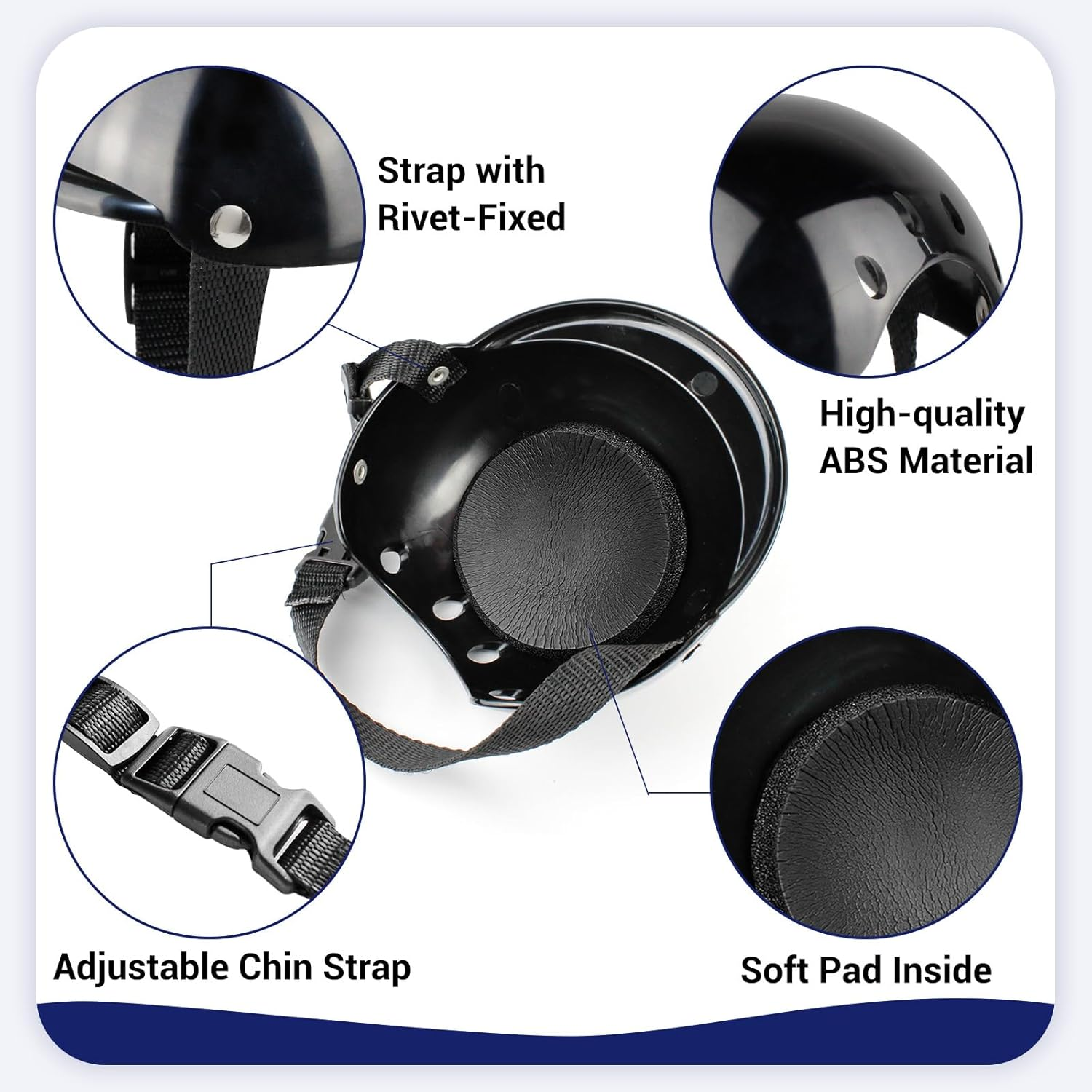 Enjoying Pet Helmet, Hard Hat for Small Dogs, Motorcycle/Bike Hat for Cat, Outdoor Riding Puppy Cap, Black, Small image number 2