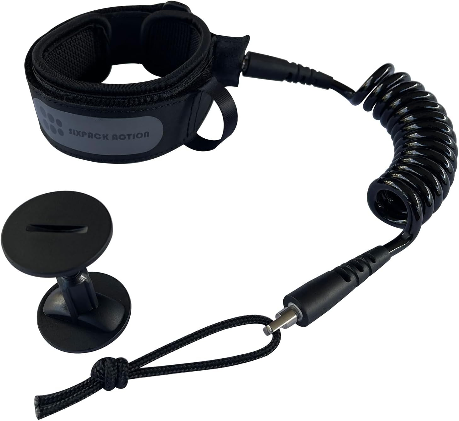 SIXPACK ACTION 4Ft 7Mm Coils Bicep Bodyboard Leash, Adjustable Bicep Cuff for Kids and Adults, Bicep Sized Approx 235Mm-360Mm image number 1