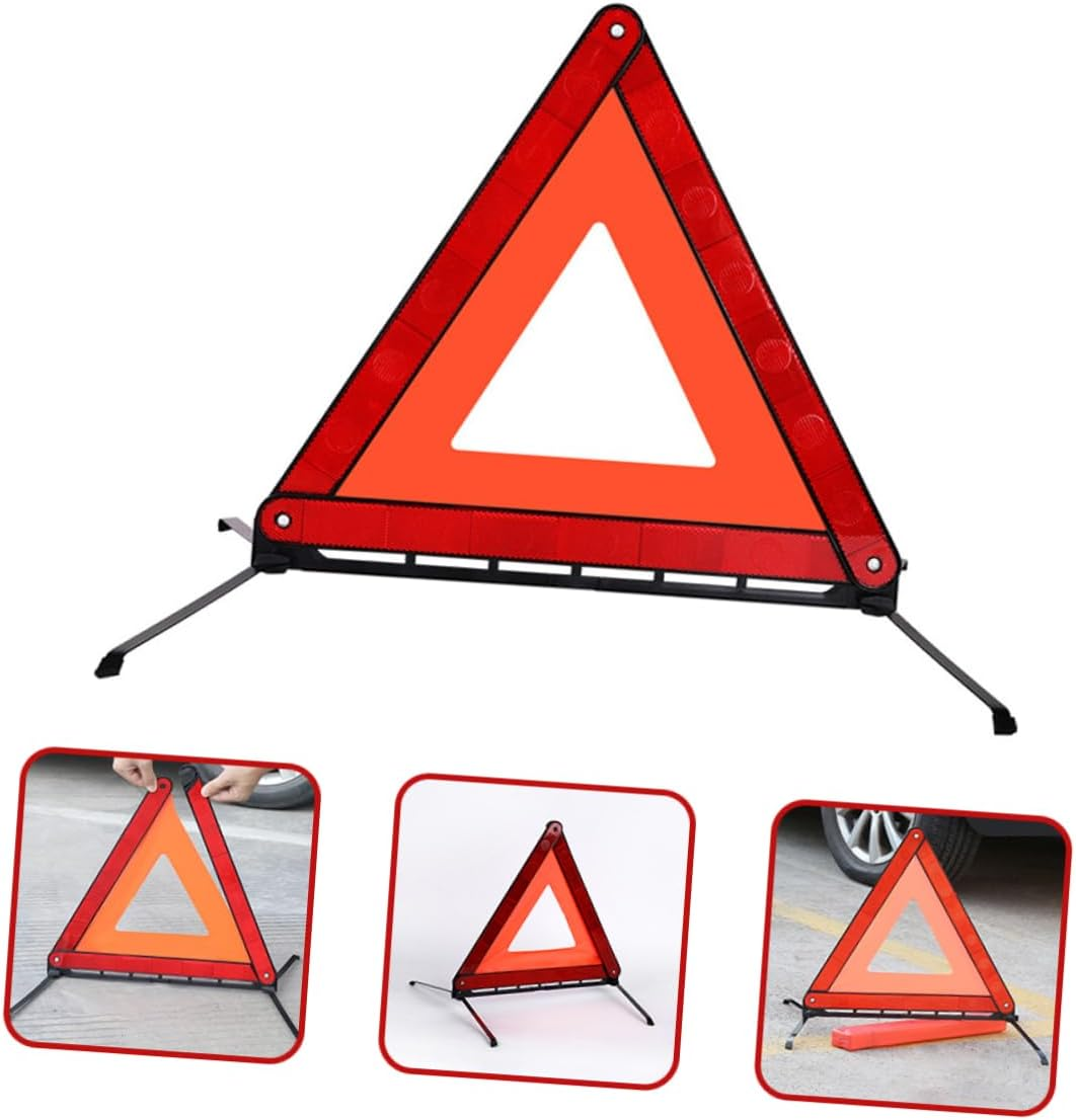 Foldable Reflective Emergency Warning Triangle Tripod Stand, Road Trip Essential Safety Triangle for Adults, Portable Car Breakdown Safety Sign image number 3
