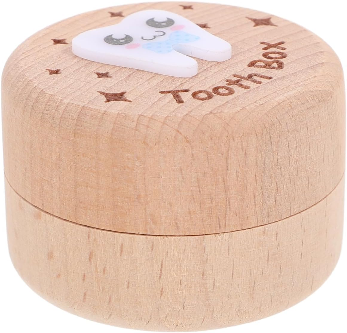 Yardwe Deciduous Tooth Box Wooden Teeth Keepsake Box Storage Container Teething Saver