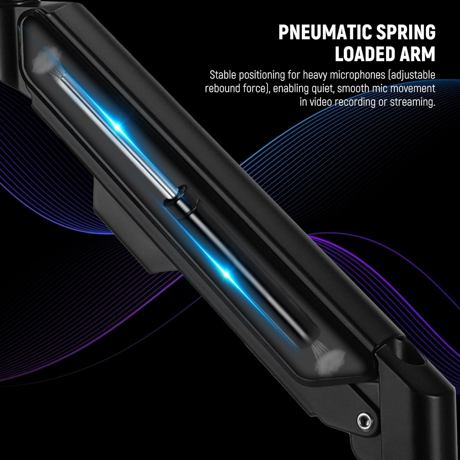 NEEWER Low Profile Mic Arm Desk Mount, 360&deg; Swivel Boom Arm with Pneumatic Damping Adjustable, Cable Management, Compatible with Shure MV7 SM7B Blue Yeti Gaming Streaming Podcast Microphone, MS002