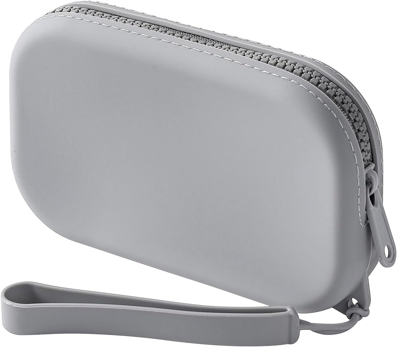 JOVAKIT Small Portable Silicone Makeup Bag for Women Girls, Travel Waterproof Toiletry Cosmetic Bag Gifts for Women, Zipper Closure Makeup Case with Handle, Black