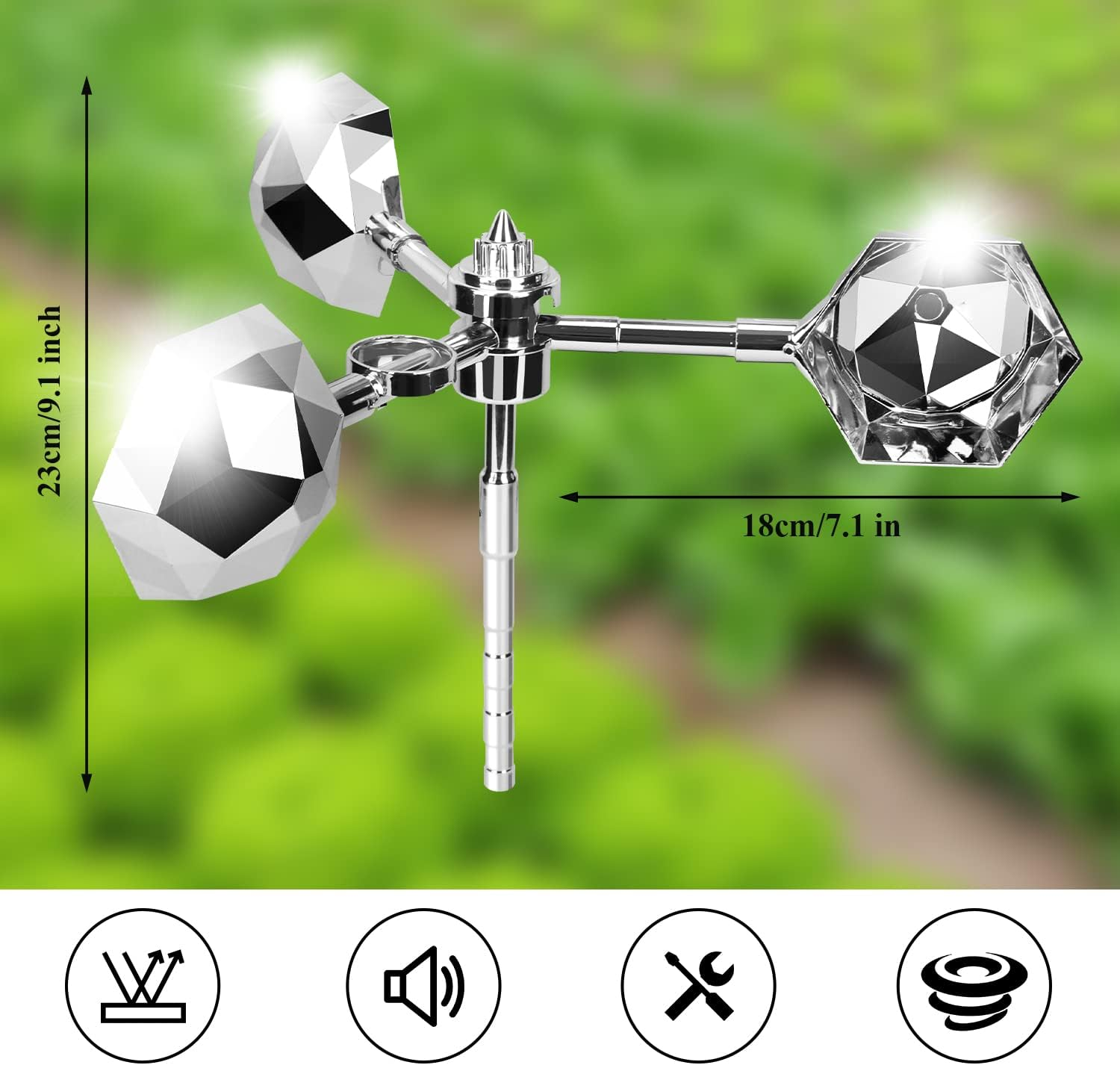 YIKEDAN Bird Deterrents for Outside, Bird Repellent Outdoor for Deterring Small Birds Pigeon, Bird Reflectors Spinning Wind Powered for Patio, Yard, Garden, Rooftop and Vegetable Gardens image number 5