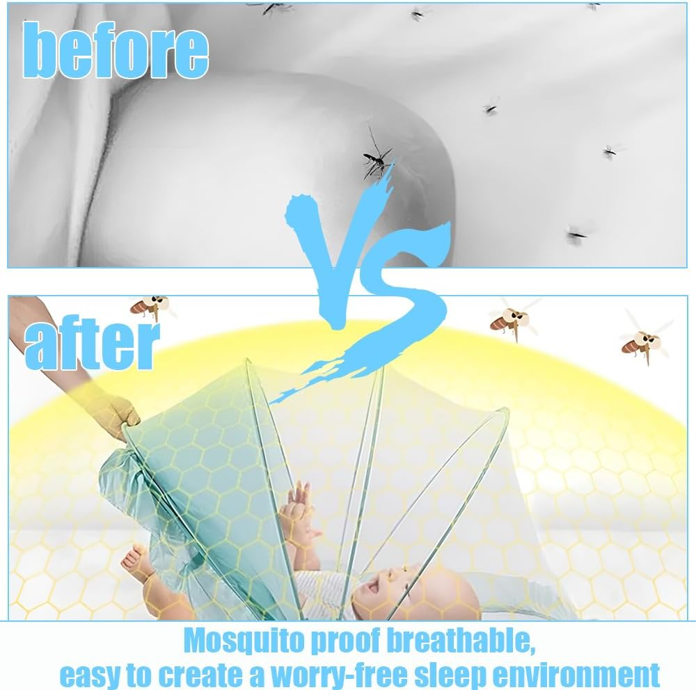 Baby Mosquito Net, Portable up Mosquito Net, anti Mosquito Bed Canopy, Foldable Travel Mosquito Net Bed Tents, Mosquito Net Suitable for Home, Camping and Hiking (128 * 65 * 60 CM, Green)