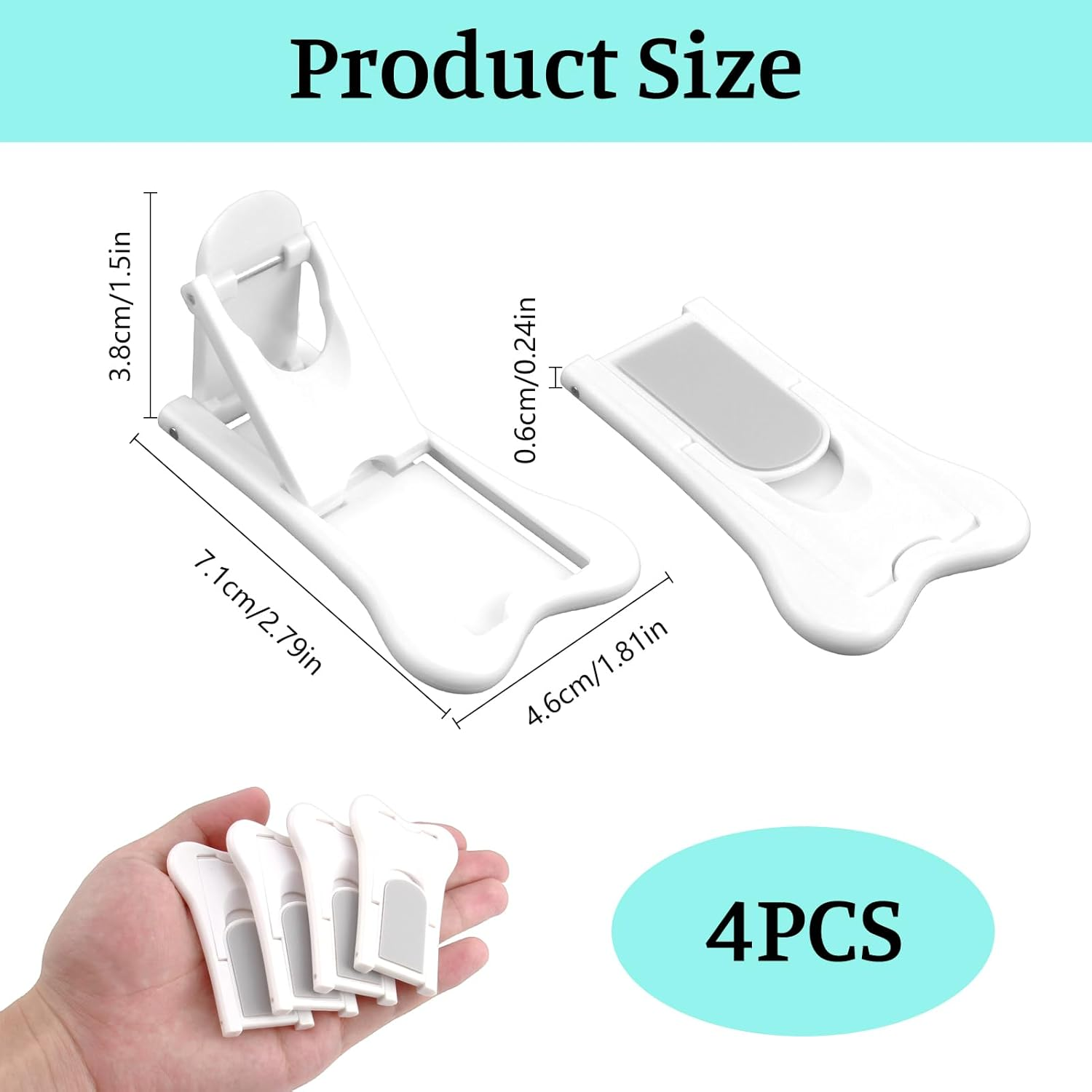 Baby Proofing Sliding Door Lock &ndash; 4-Pack Child Safety Locks for Sliding Glass Doors, Cabinets & Windows, No-Drill, Adhesive Security Latches for Kids & Pets image number 4