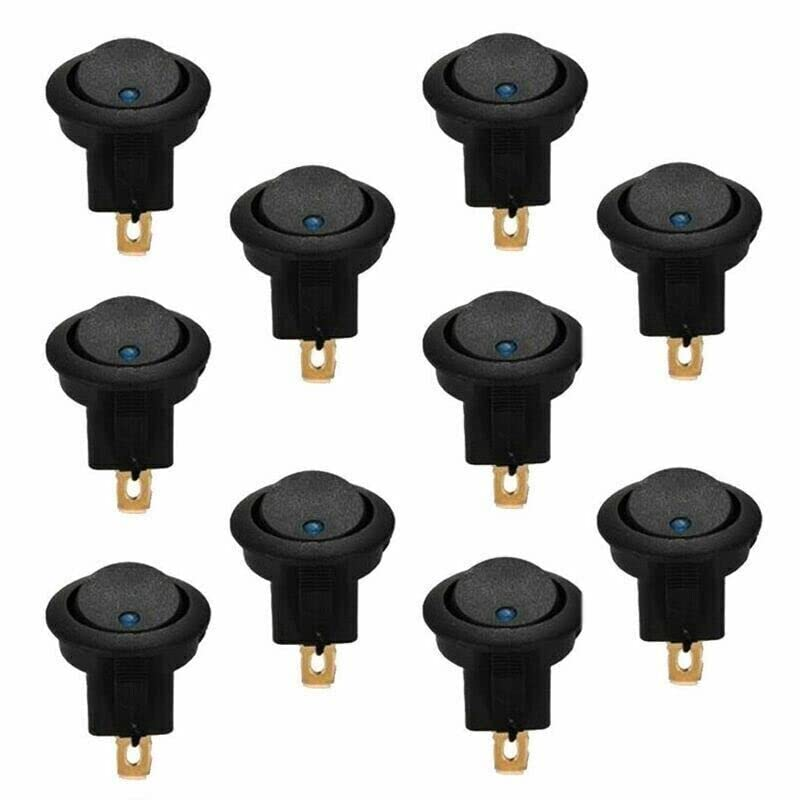 AIMALL 10X Blue LED Light 12V round Rocker Toggle Switch, 3 Pins On/Off SPST Design for Car, Boat, Truck, and Electronics Control, Easy Installation, 19Mm Hole image number 4