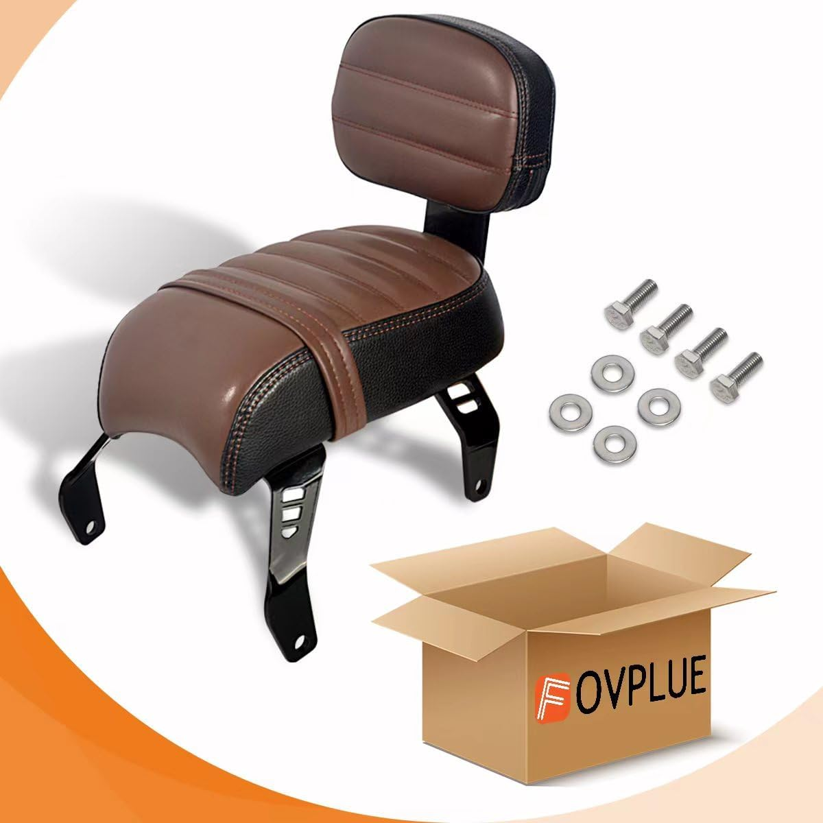 FOVPLUE Passenger Seat W/Backrest for Indian Scout Rogue/Rogue Sixty 2022-2024, Bobber Twenty/Sixty 2020-2024, ABS 2020-2024, 2018-2024, Brown image number 6