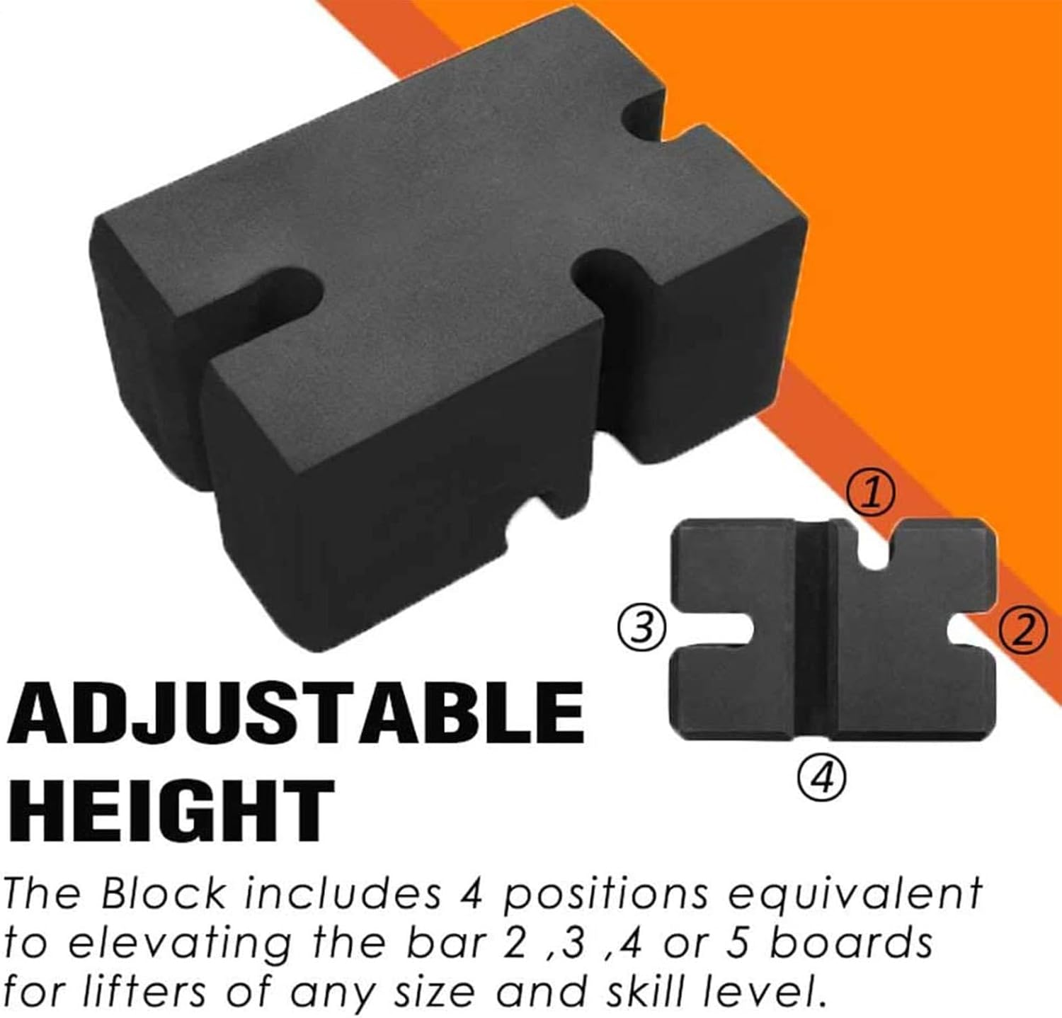 Bench Press Block - Adjustable 2-5 Inch Height Training Board, Rubber Bench Block | Deadlift Deficit Blocks for Home Gym Strength Training Deadlift Squat Assistance Range of Motion Limiter image number 4