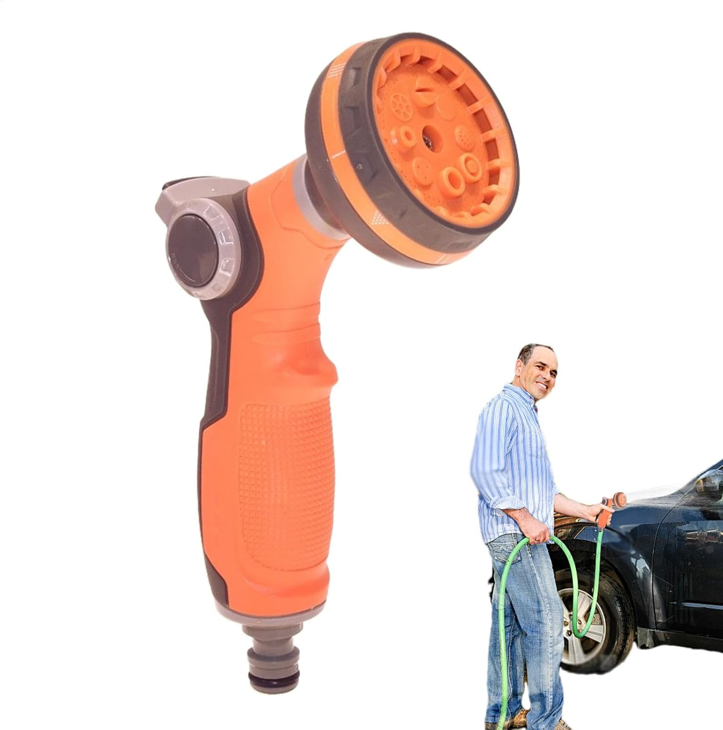 Hose Sprayer Nozzle, Water Hose Nozzle - High Pressure Hose Nozzle | 8 Adjustable Spray Patterns Leakproof Gardening Tools Garden Sprayer For image number 6