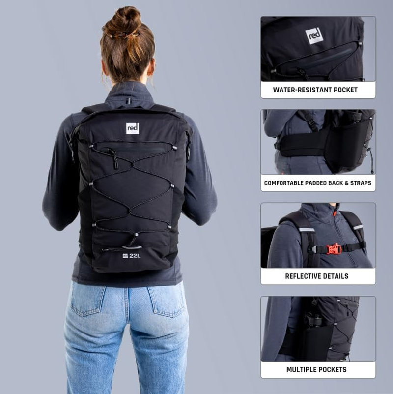 Red Original 22L & 35L Lightweight Waterproof Backpack - All Weather, Walking, Boating, Cycling, Hiking, Camping, Beach image number 3