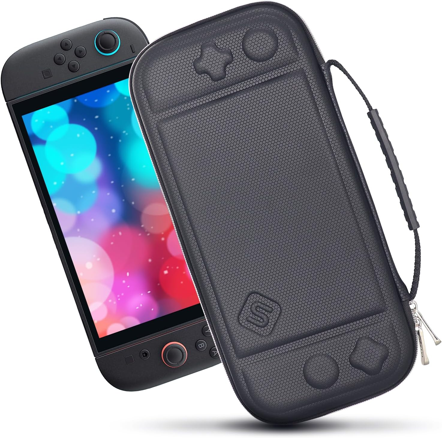 Sisma Slim Carrying Case Compatible with Nintendo Switch 2 Console 2025, Hard Shell Travel Protective Case Switch2 Thin Pouch Accessories Storage Pocket & Game Card Holders -Black