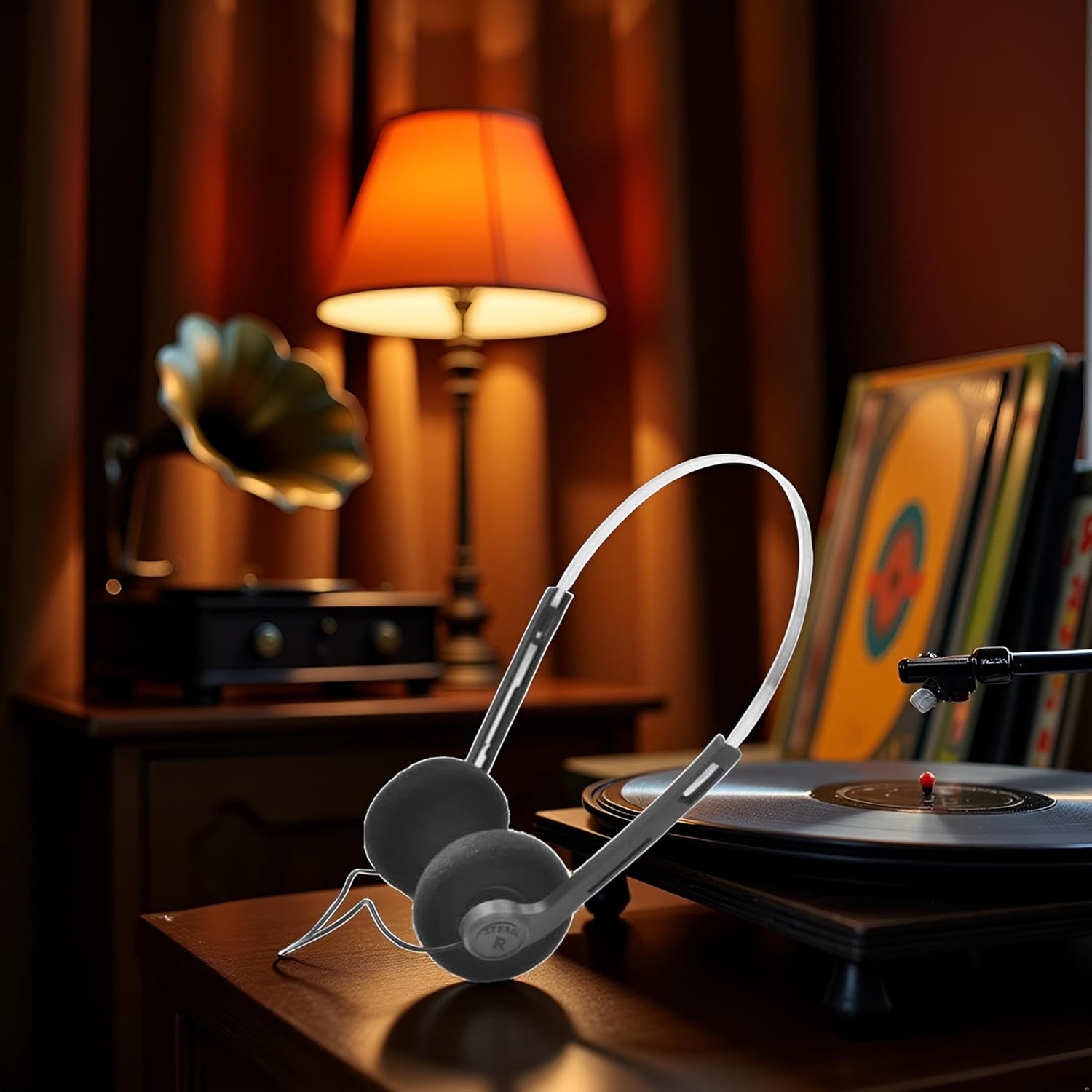 Retro Over-Ear Headphones,Wired Stereo Headphones, Headphone,Lightweight Portable Headphone with Adjustable Headband,Electronics (Black) image number 2