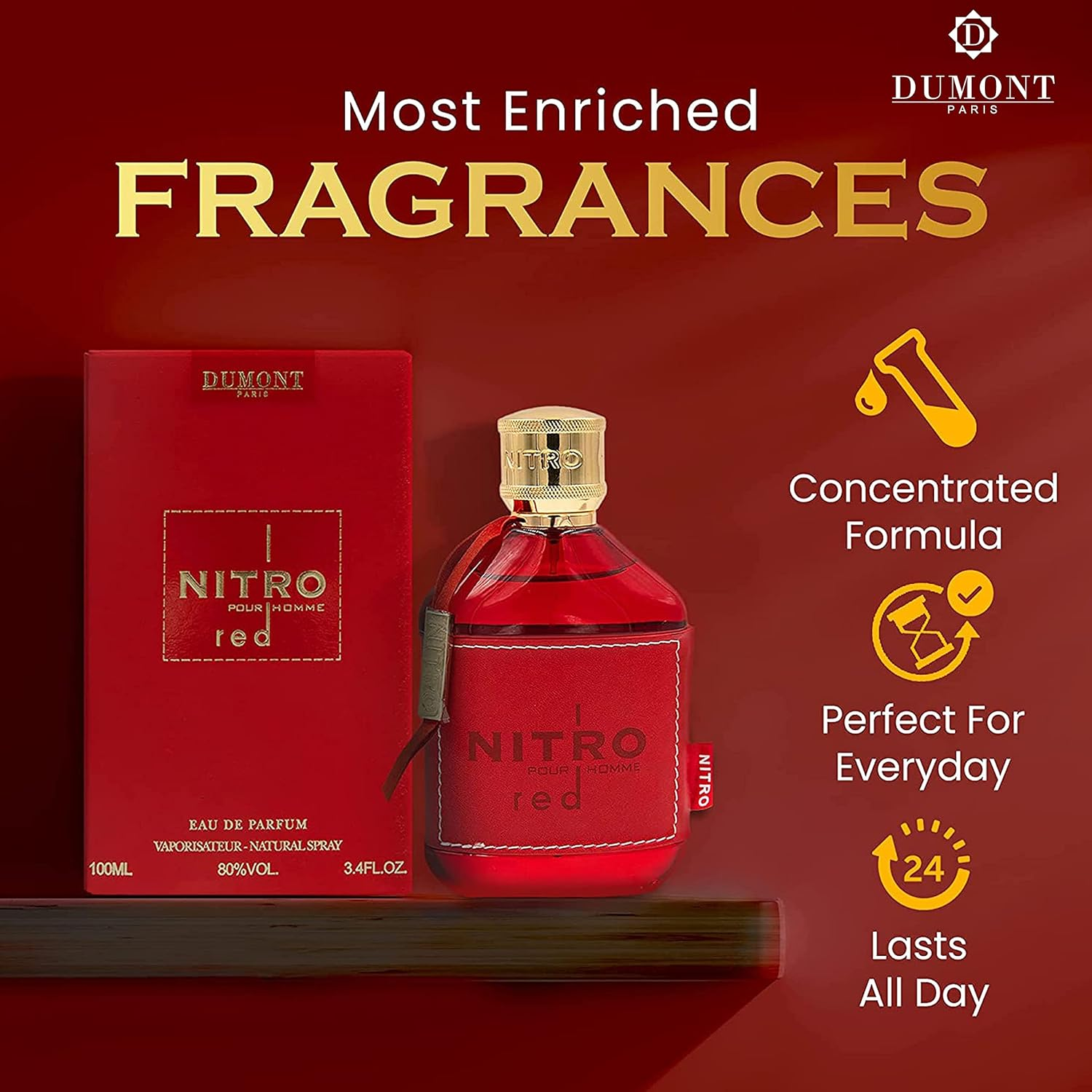 Nitro Red by Dumont for Men - 3.4 Oz EDP Spray image number 4