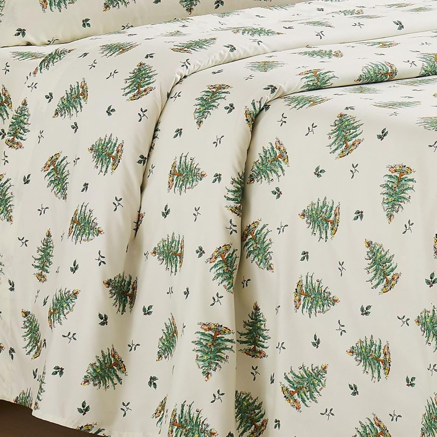 Avanti Linens - Full Sheets, Cozy Home & Holiday Decor (Spode Christmas Tree Collection), Ivory