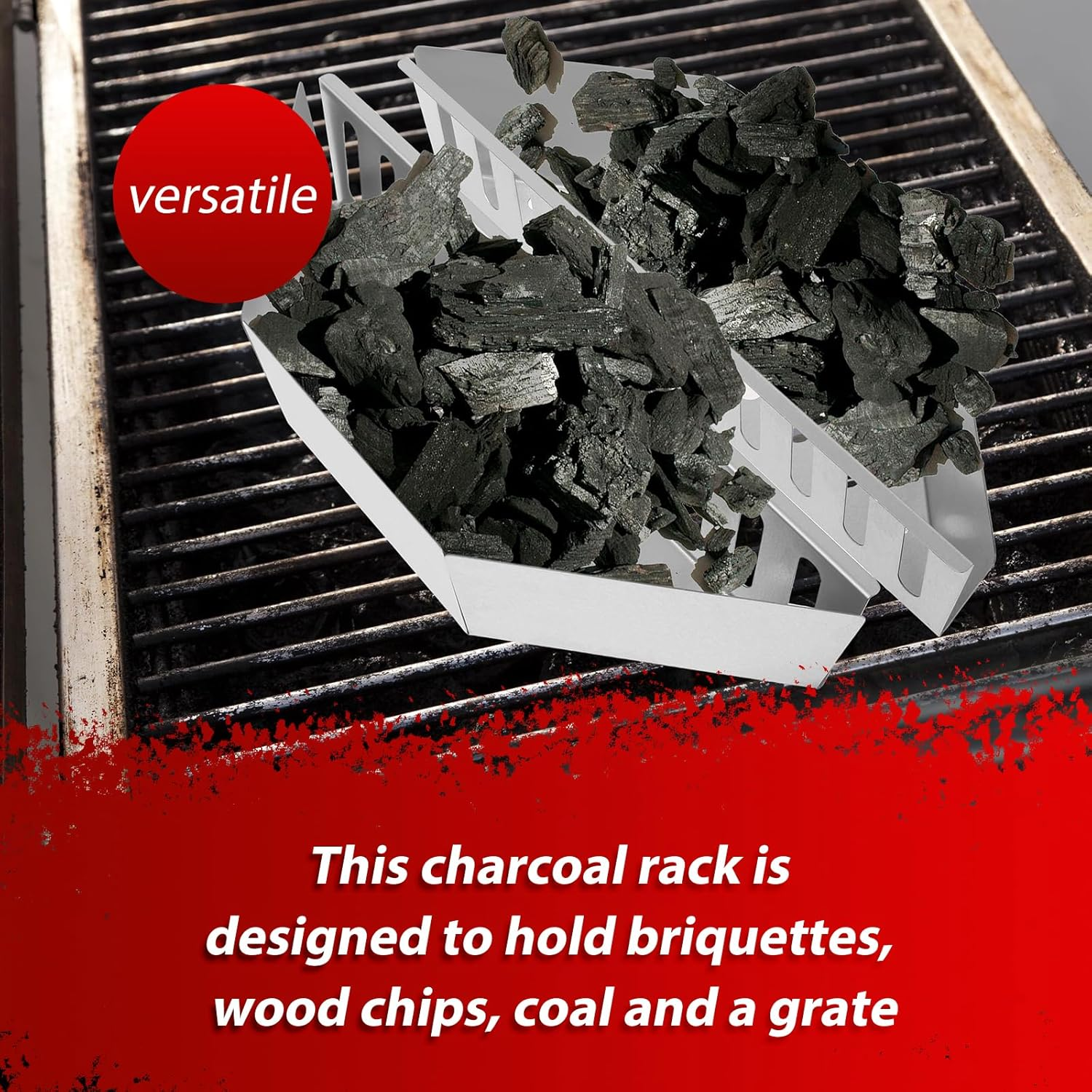 2 Pcs Charcoal Baskets Steel Charcoal Basket Holder Barbecue Grilling Charcoal Holder 38.5 X 11 X 7.5Cm Charcoal Grill Basket Heat Resistance Charcoal Holders for Grill image number 1