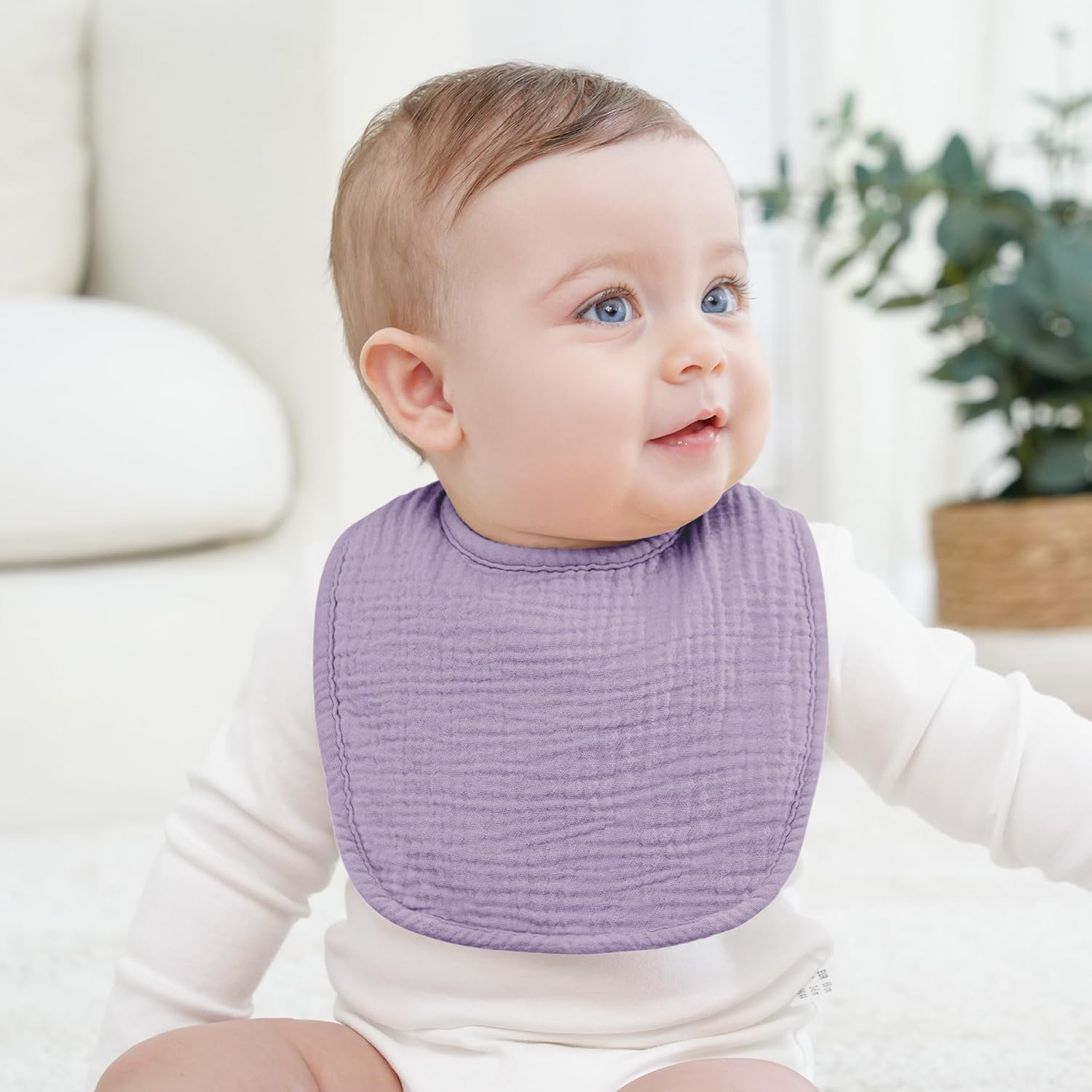 Bearmoss Muslin Baby Drooling Bibs 8 Pack, 100% Cotton Square Adjustable Bandana Bibs for Baby Girls Boys Teething Drool (Summer Berry) image number 2