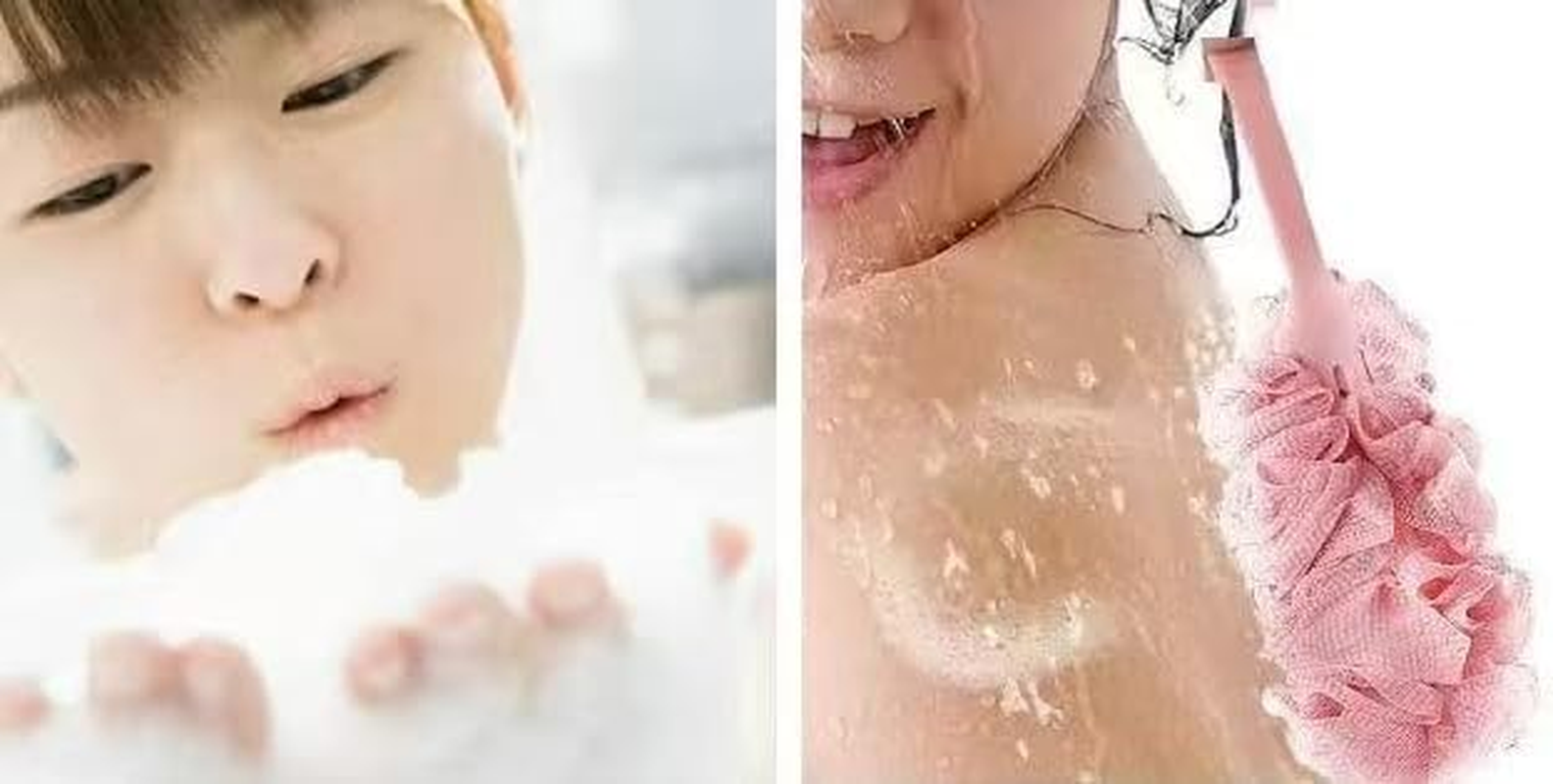 Long Handle Bath Brush with Mesh Sponge, Pink Loofah Scrubber, 43Cm Extended Reach, Soft Mesh Material