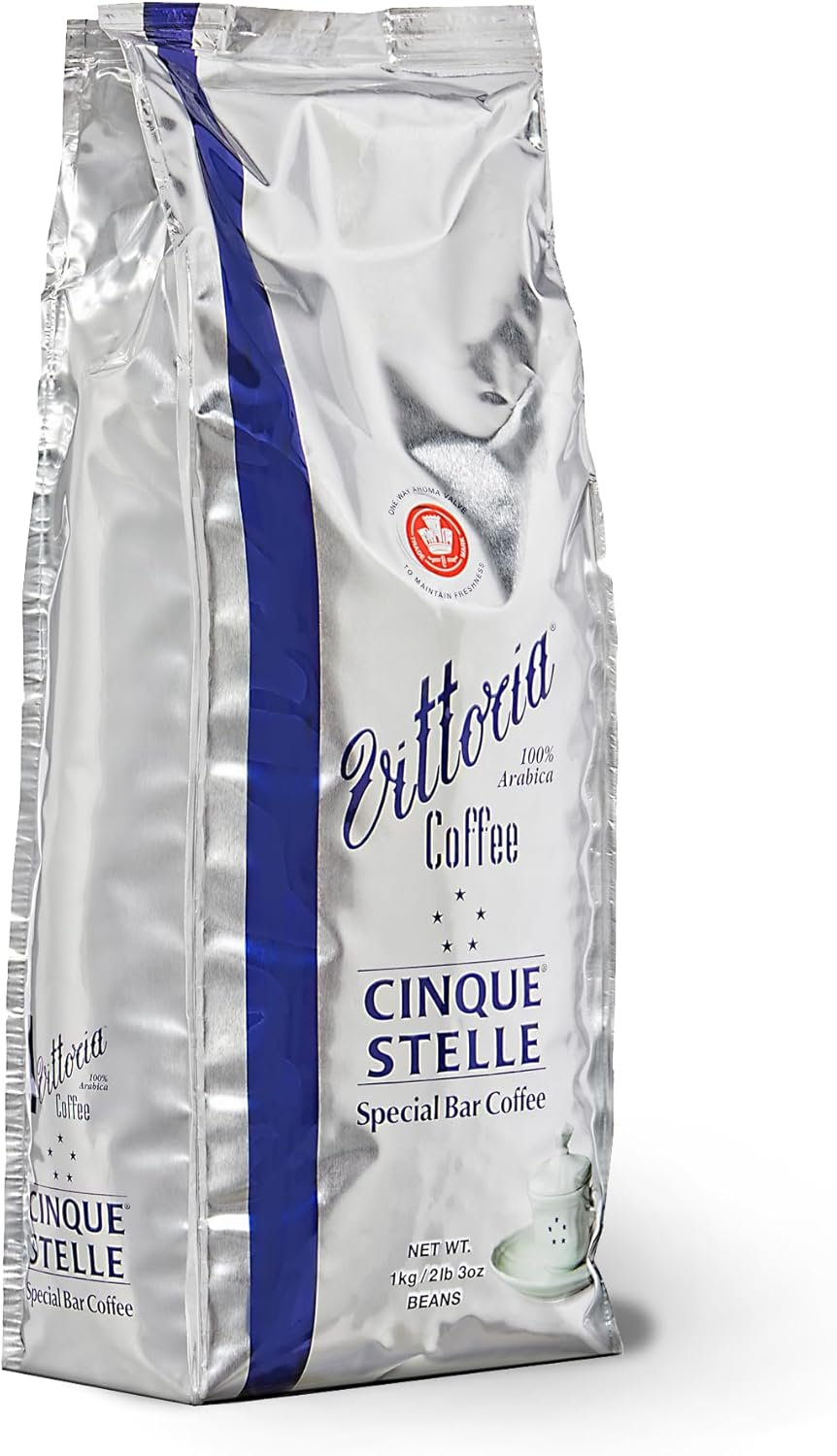 Vittoria Coffee Cinque Stelle 100% Arabica Special Bar Coffee Beans 1Kg. Online Exclusive Blend, Served in Award Winning Restaurants. Medium-Dark Roast Perfect as an after Dinner Espresso. image number 1