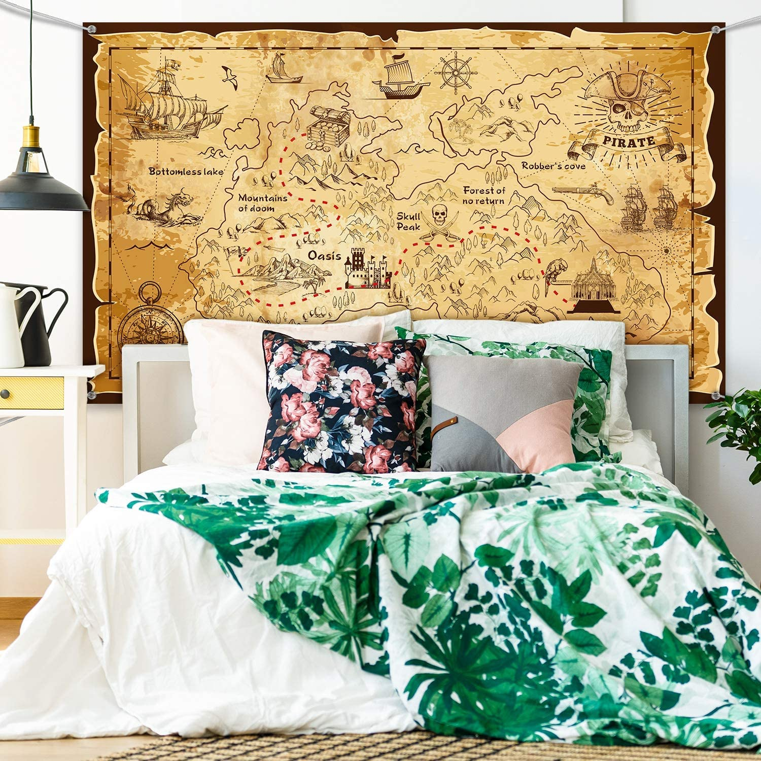 Pirate Treasure Map Backdrop Background Island Treasure Map Banner Nautical Wall Tapestry Hanging Decoration for Treasure Hunt Theme Party Birthday Party Photo Shooting Booth Props image number 4