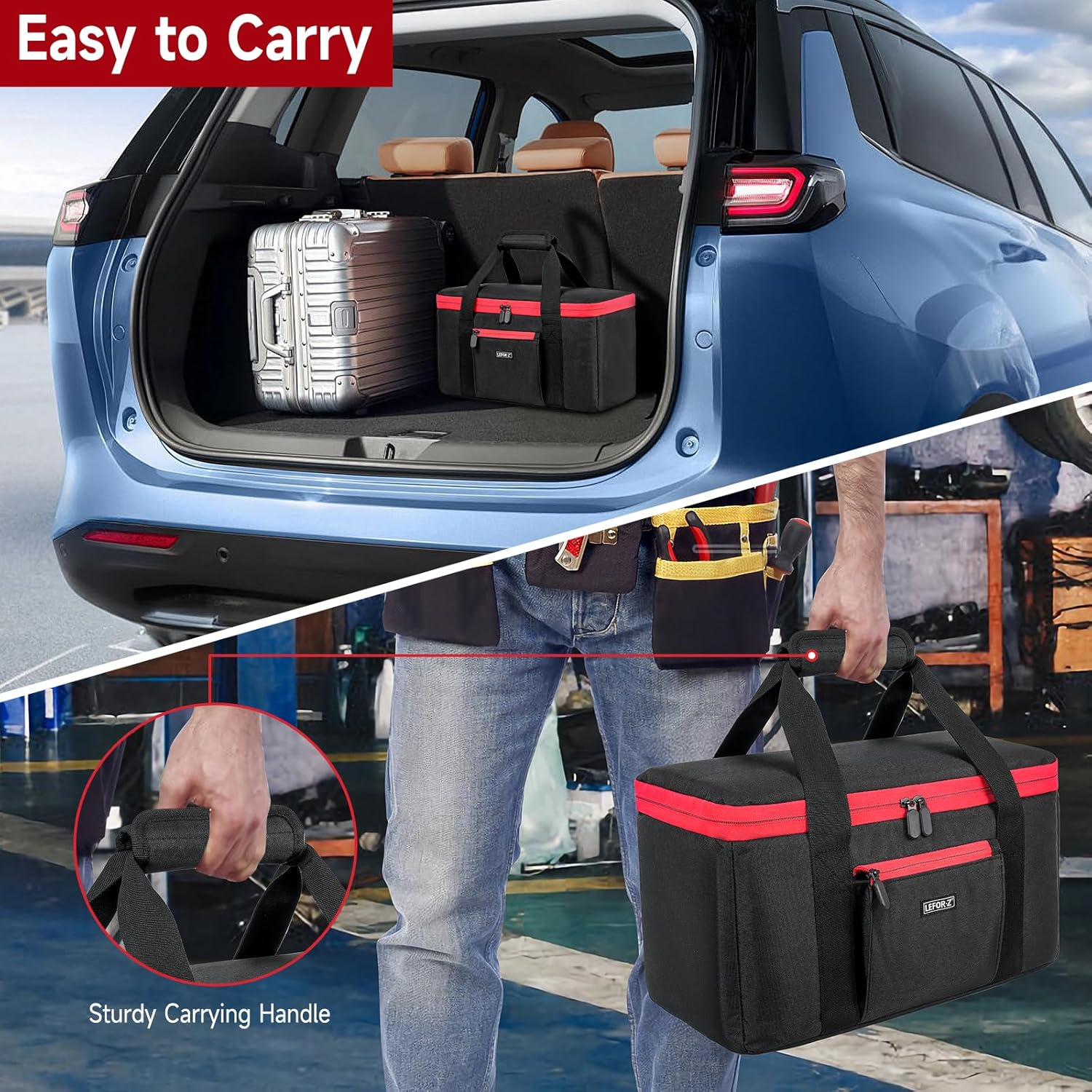 Air Compressor Bag Compatible with Milwaukee M18 Inflator 2848-20, Air Pump Carrying Case Box Fits for Milwaukee Tools Accessories,Tire Inflator Holder for Battery Pack 18V 3.0 to 9.0 Ah (Case Only) image number 4