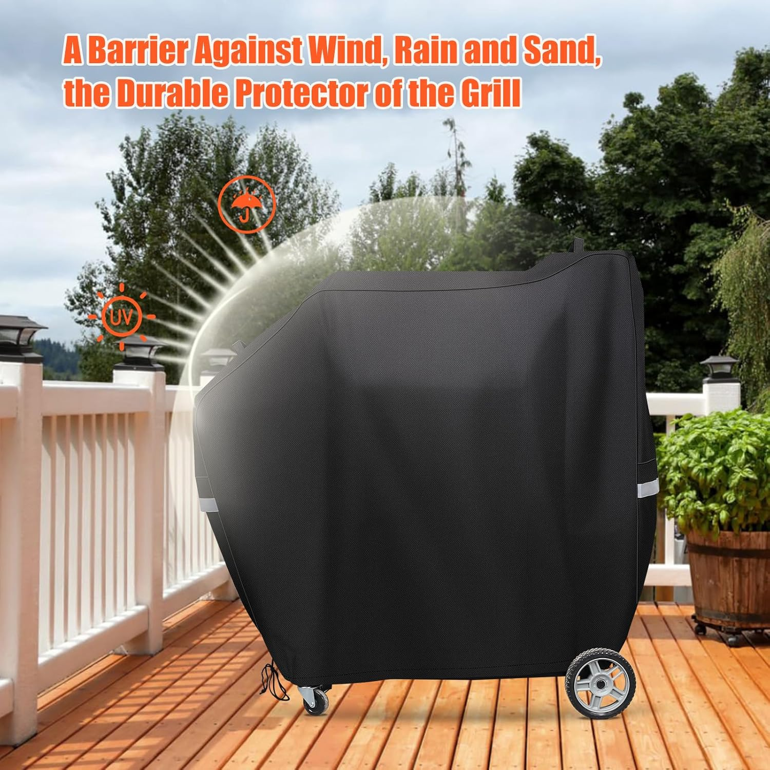 Qulimetal Smoker Cover for Masterbuilt Gravity Series 560, 800, 600, 900, Digital Charcoal Grill Cover, Compatible with MB20080220 & MB20040221, 600D Waterproof Material, Black image number 2