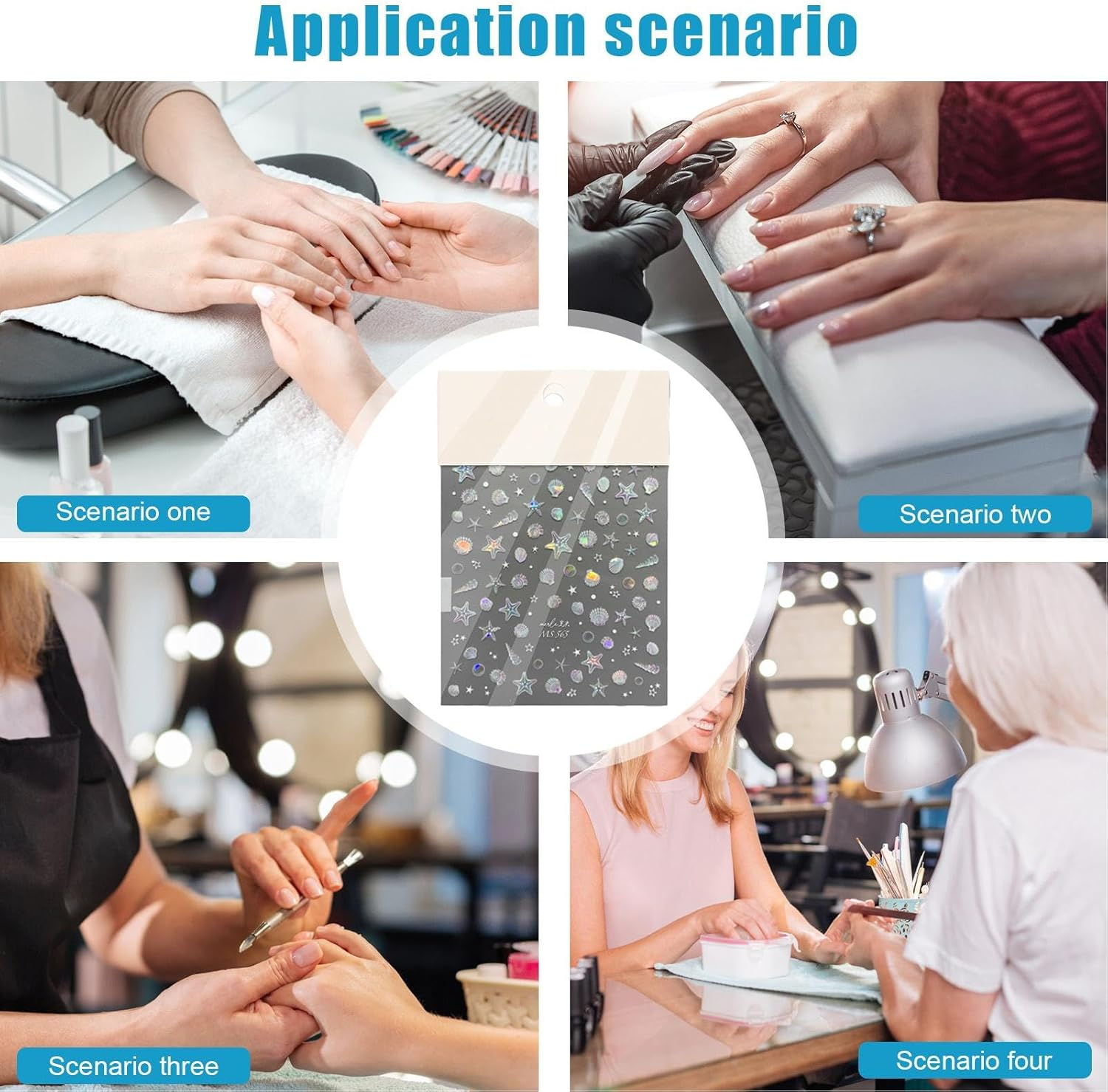 Summer Nail Decals - Summer Shells Glitter Nail Stickers Decor - High-Resolution Printing Decorations For, Dating, Daily Life, Work, and School image number 6