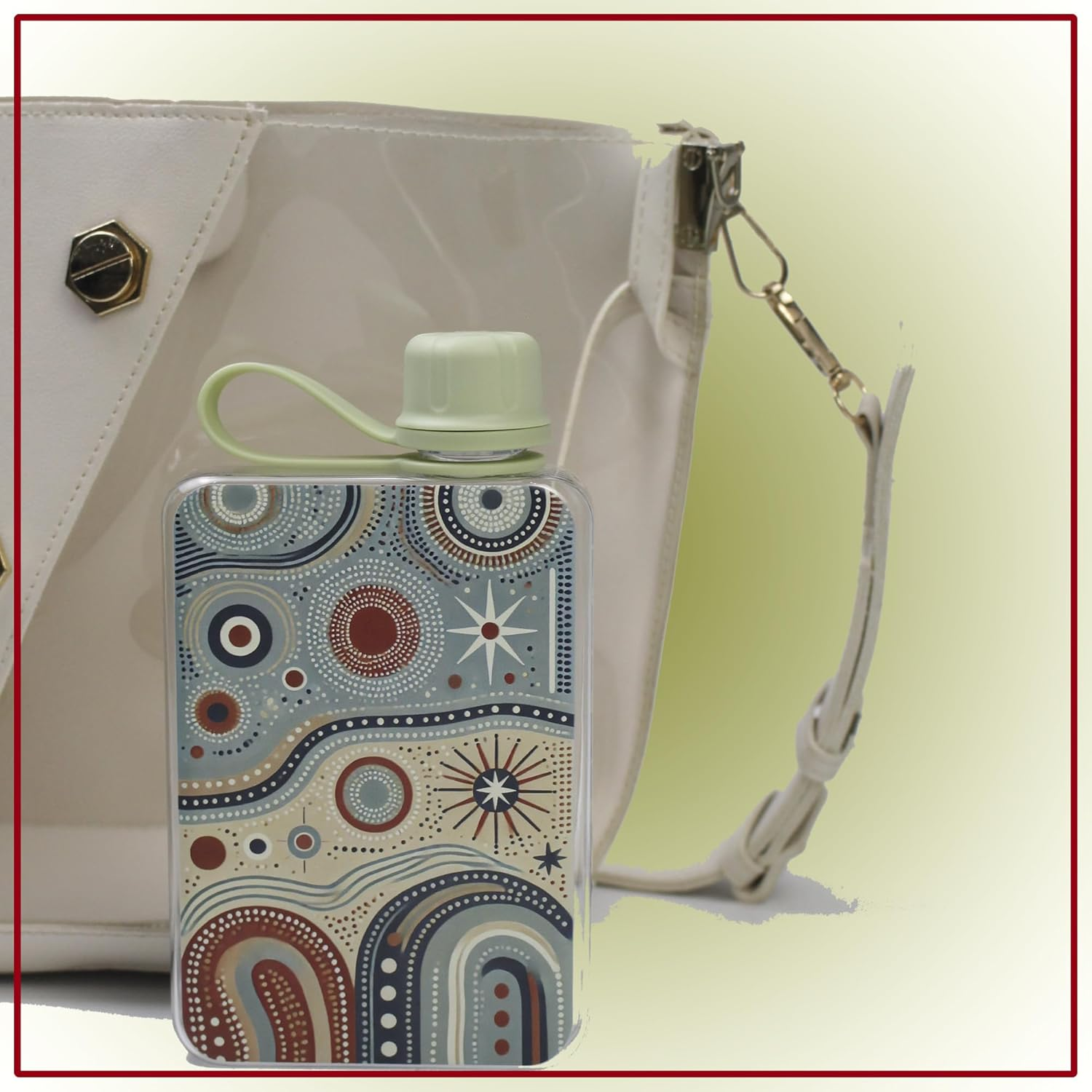 Flat Water Bottle 500Ml &ndash; Bpa-Free, Eco-Friendly, Leak-Proof, with Cleaning Brush, Portable Reusable Bottle with Indigenous Art, Ideal for Travel, School, Work, and All Ages (Australia Inspired) image number 1