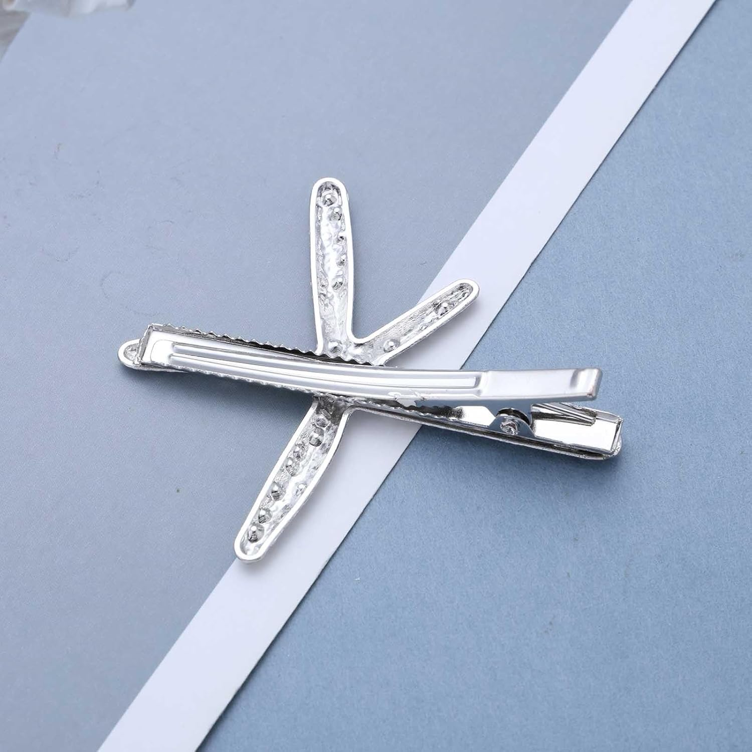 Enautoabs Boho Starfish Hair Clip Duckbill Clip Silver Starfish Ocean Hair Clips Summer Beach Hairs Barrette Vintage Wedding Starfish Hairclips Hairs Accessories for Women image number 5