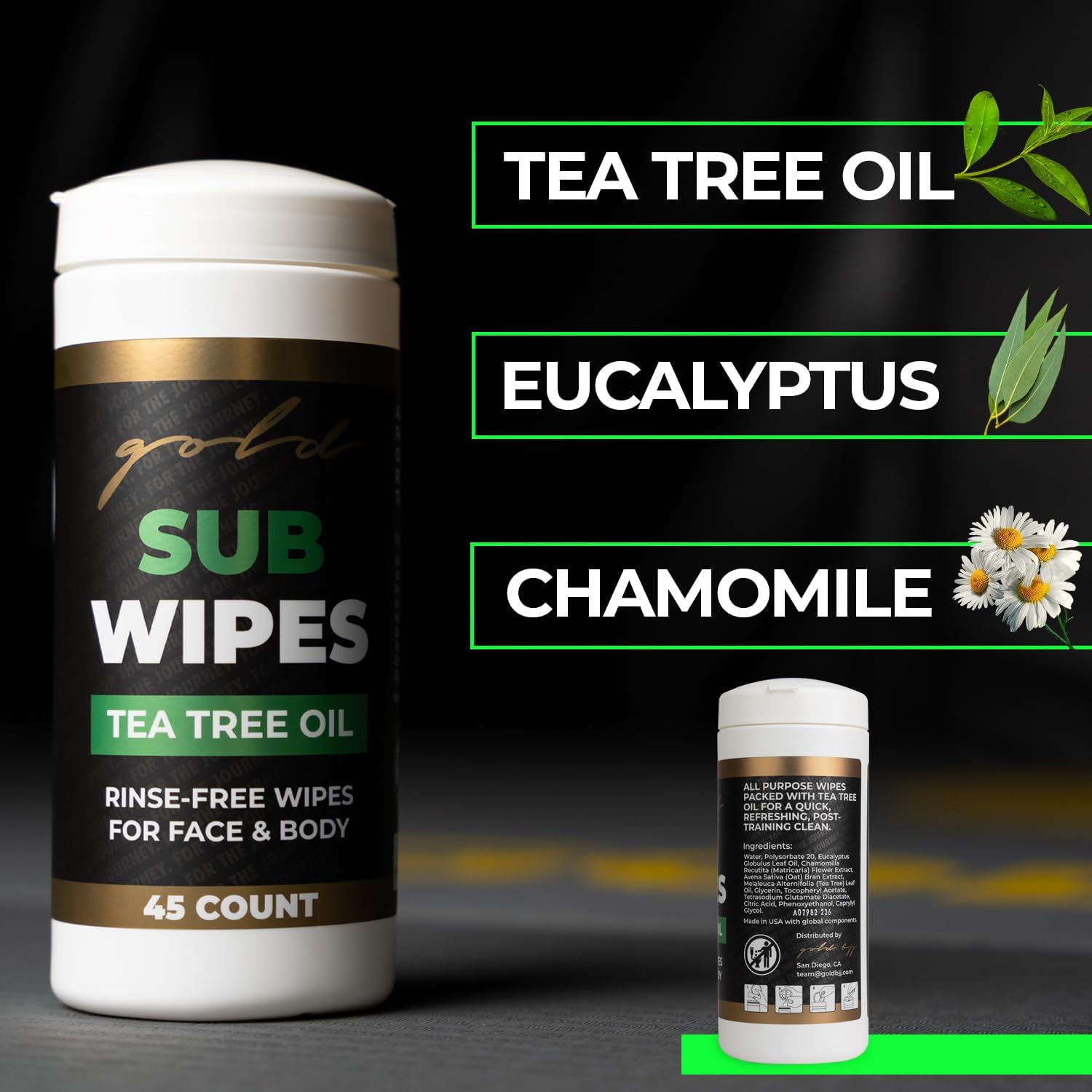 Gold BJJ Jiu Jitsu Wipes [XL 45 Count] Tea Tree Oil Face and Body Wipe - Cleansing Skin Defense for Martial Arts & Wrestling image number 6