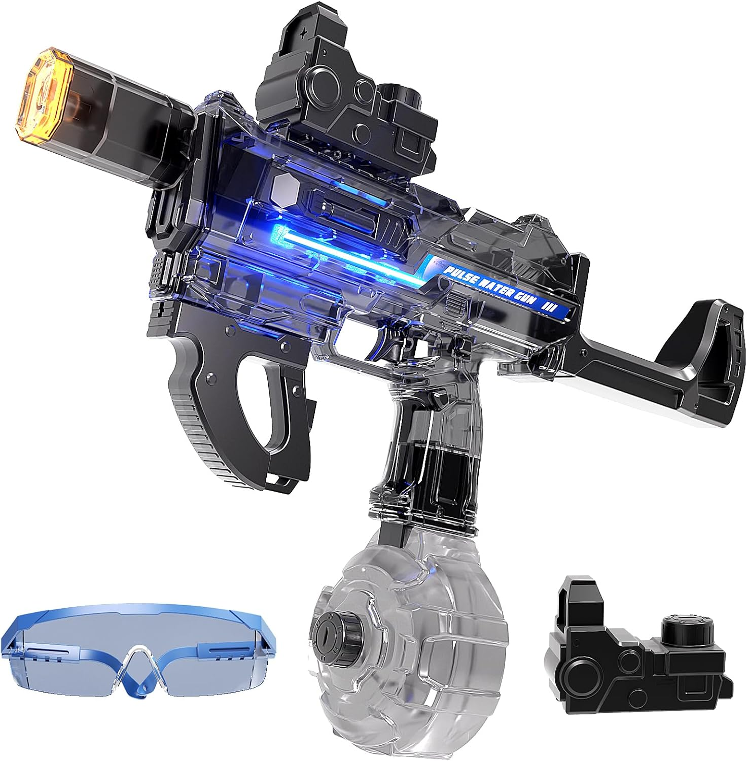 2 Pack Uregoio Electric Blaster Water Guns for Adults & Kids, Automatic Squirt Guns with 32-44 FT Long Range, Big Water Guns with LED Light, Summer Outdoor Beach Swimming Party Pool Toy