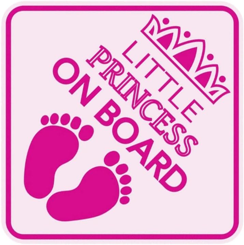 2 Pcs Princess on Board Stickers, Bright Pink Diamond Baby on Board Newborn Caution Car Bumper Decal Baby Safety Car Sign Window Decorations for Cars Laptops Window Bumper image number 1