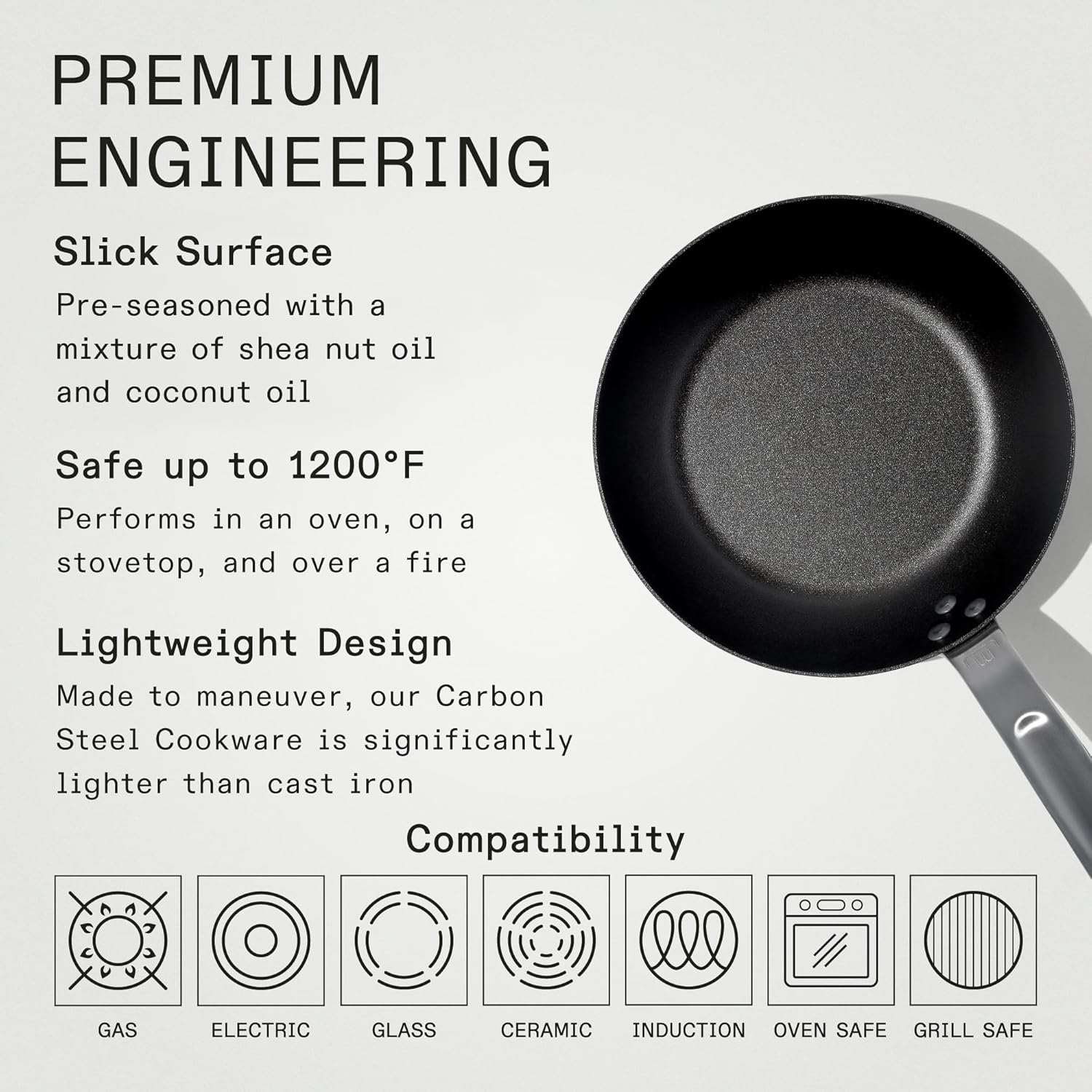 Made in Cookware - Seasoned 8" Carbon Steel Frying Pan - (Like Cast Iron, but Better) - Professional Cookware - Crafted in Sweden - Induction Compatible image number 2