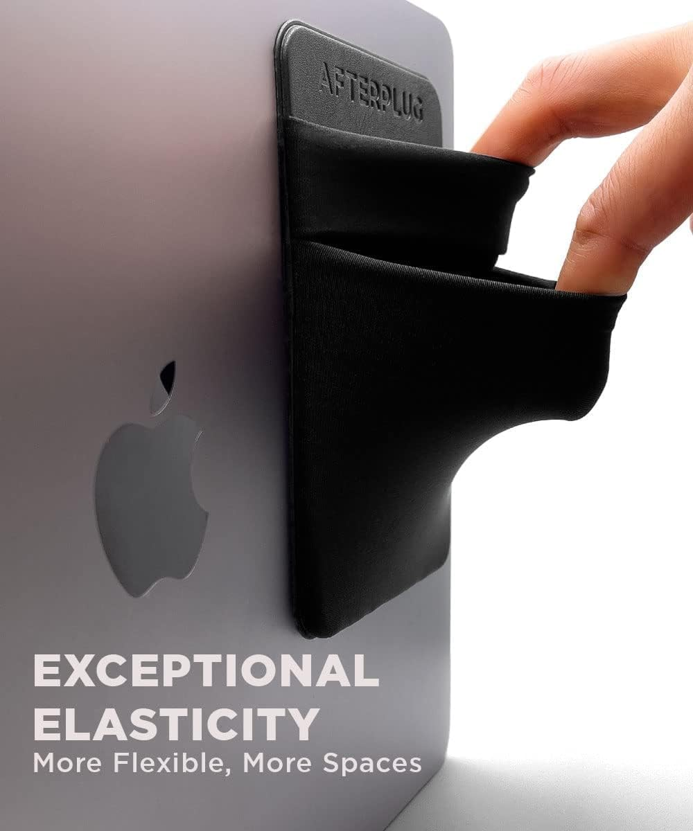 Afterplug 2-Pocket Adhesive Pouch for Laptop, Compatible with External Portable SSD, Magic Mouse, USB Cable and More - Black image number 3