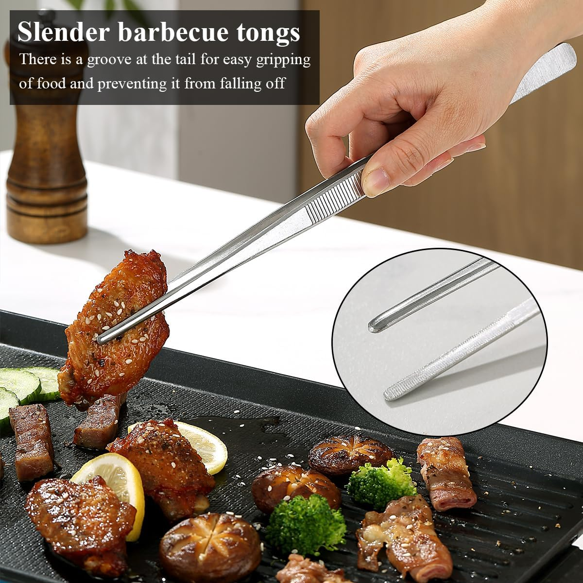 Berglander Kitchen Tweezers Fine Tweezer Tongs 30Cm/12, Extra-Long Stainless Steel Cooking Tweezers Cooing Tong Dishwasher Safe image number 2