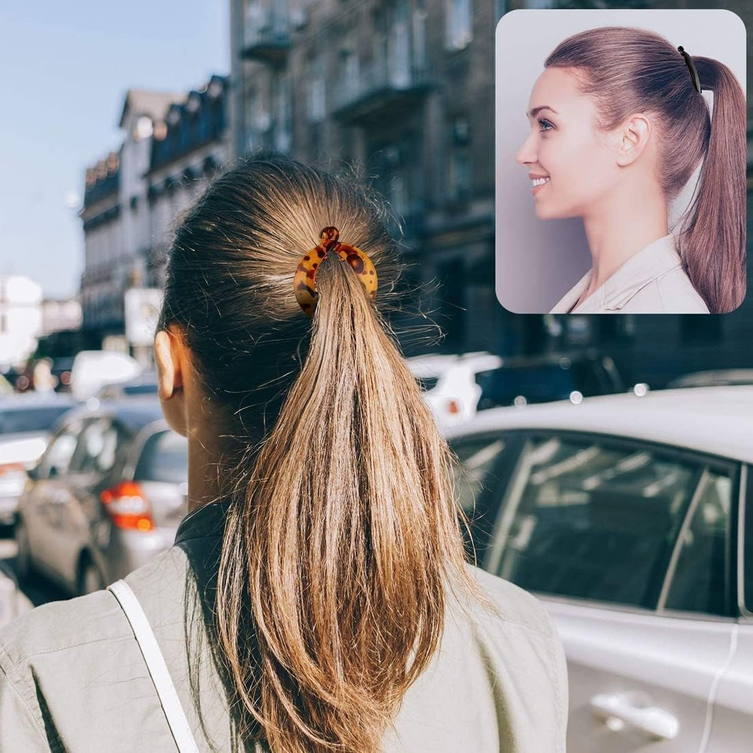 Round French Banana Hair Clips, 4Pcs round Plastic Fishtail Hair Clips Ponytail Holder Hair Combs,Resin Fishtail Hair Combs for Women and Girls image number 6