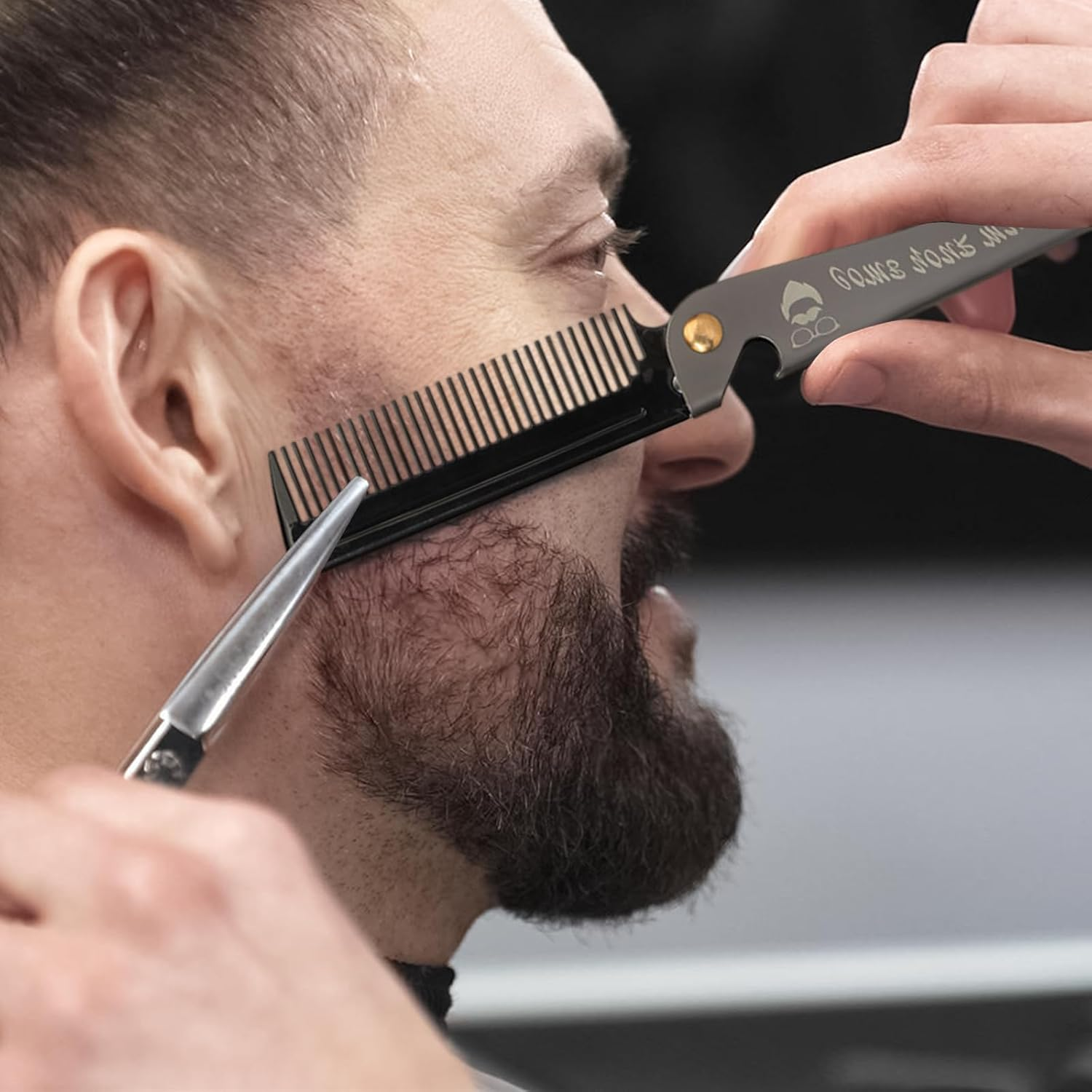 Ziyonix Portable Moustache Comb, Folding Beard Comb, Pocket Beard Comb, Foldable Comb Hairdressing Tool for Men with Handle for Men, Salon, Home Styling image number 3