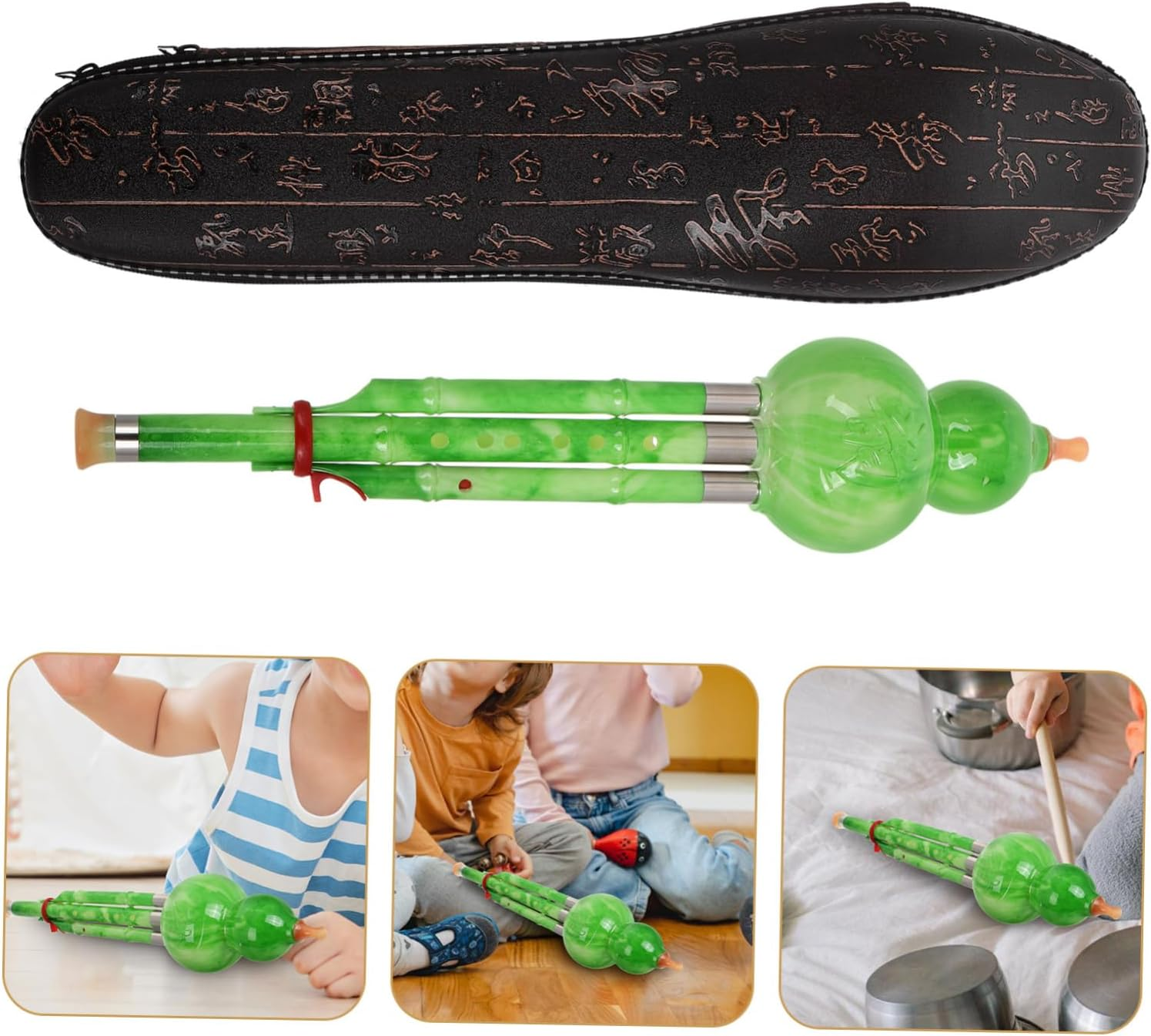 Traditional Flute C Key Gourd Resin Musical Instrument Leather Case for Beginners and Students image number 1