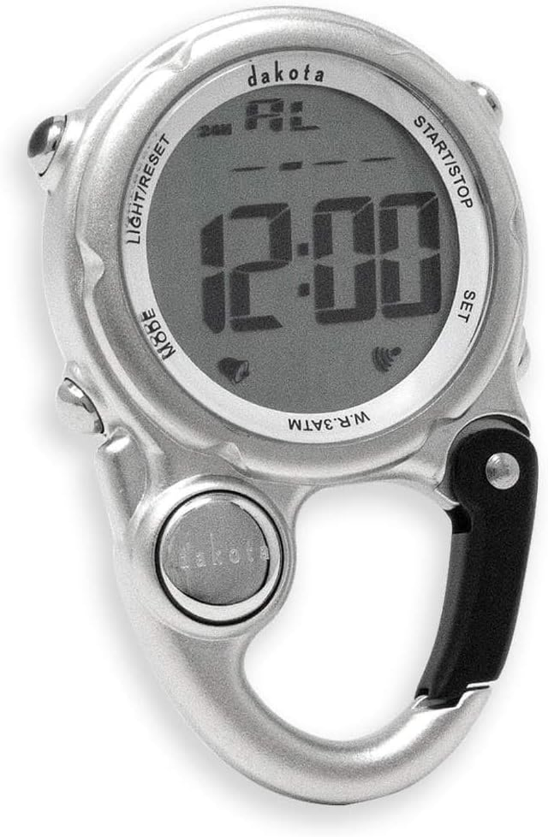 Dakota Digital Mini Clip, Alarm, Stop Watch, Timer and Dual Time, Quality Fob and Pocket Watch, Premium Durability Outdoor Gifts for Men and Women, Tactical Digital Clip on Watch - Silver image number 4