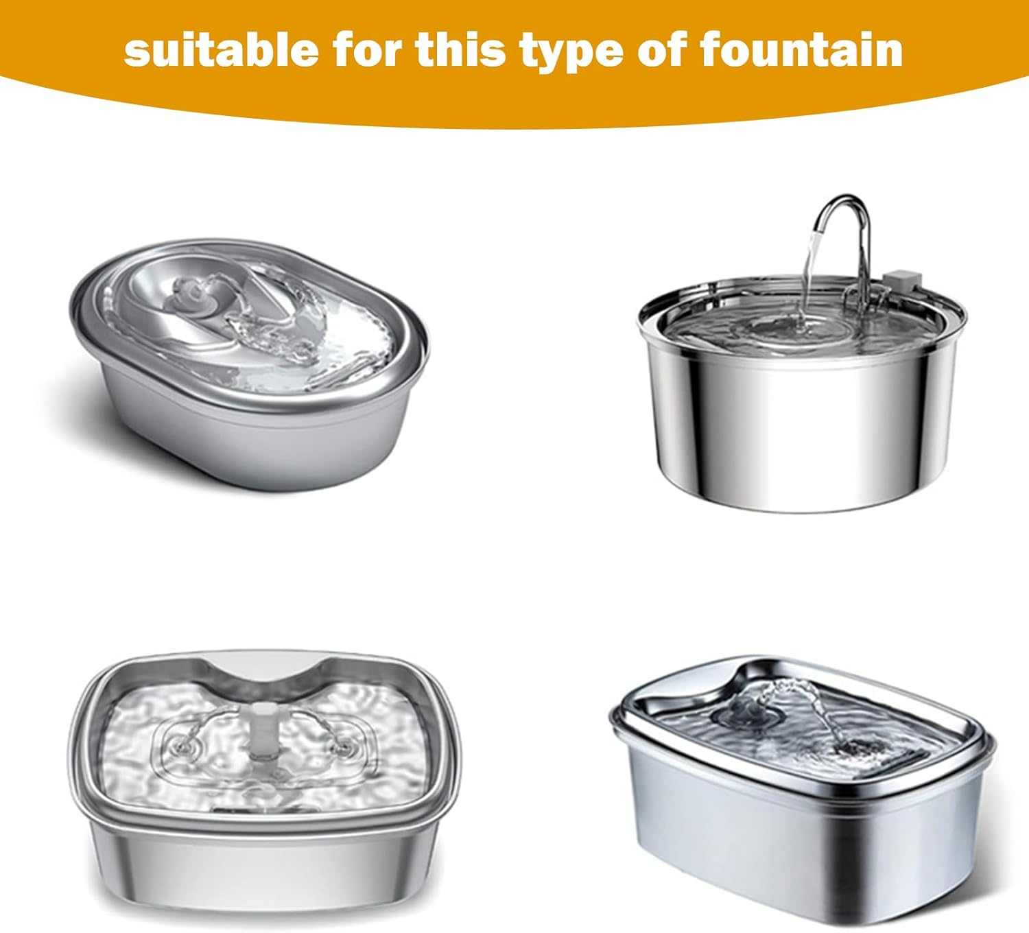 MXTIMWAN Drinking Fountain Cat Replacement Filter, Drinking Fountain Filter, Cat Fountain 8 Pieces Carbon Filter and 8 Pieces Foam Filter, Filter Cat Fountain for 3.2 L Stainless Steel Cat Fountain