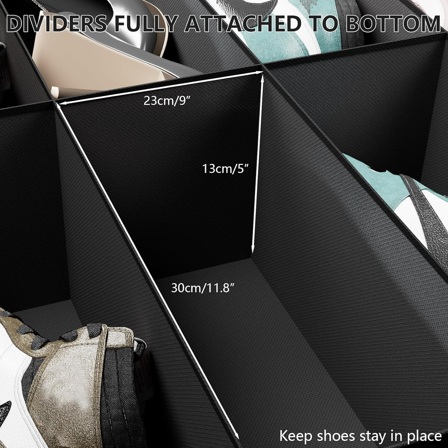 VERONLY under Bed Shoe Storage Organiser Set of 2, Underbed Shoe Storage Box Bins Fits 24 Pairs-Sturdy for Closet (Grey) image number 6